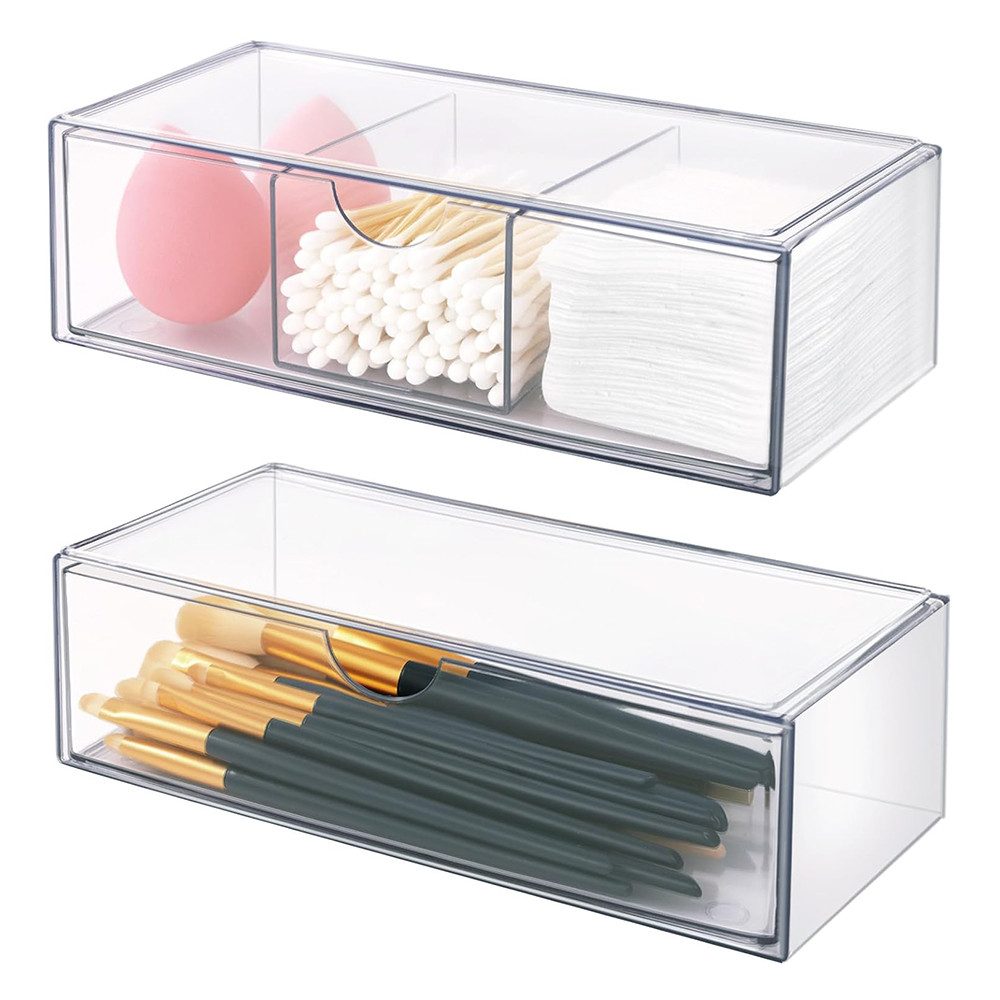 TUWENA Organizer 2er-Set Stapelbarer Organizer mit Schubladen, Badezimmer Organizer (2 St), Transparent Organizer für Kommode Waschtisch Badezimmer Spiegelschrank