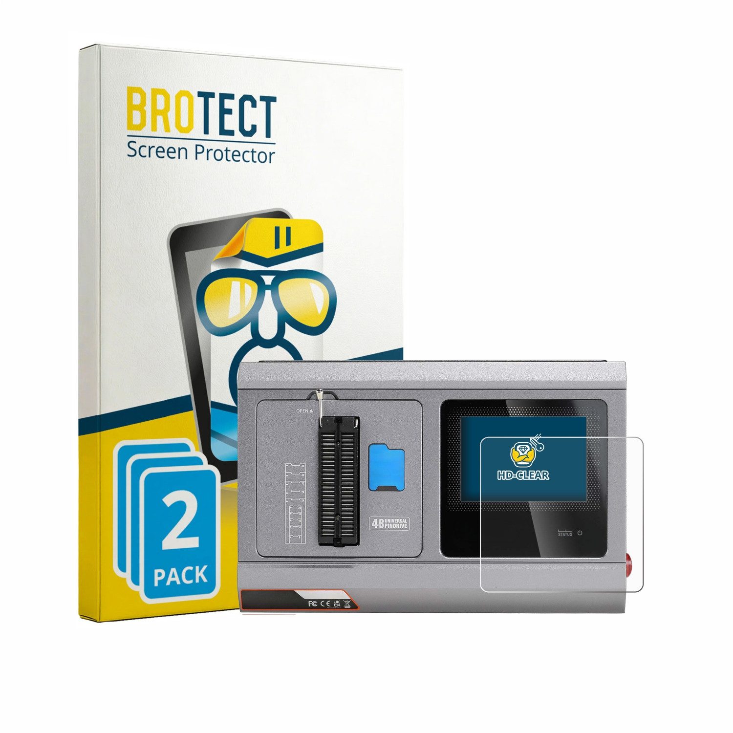 BROTECT Displayschutzfolie Schutzfolie für Xhorse Multi-Prog, 2 Stück, Displayschutz Schutz Folie Klar Transparent