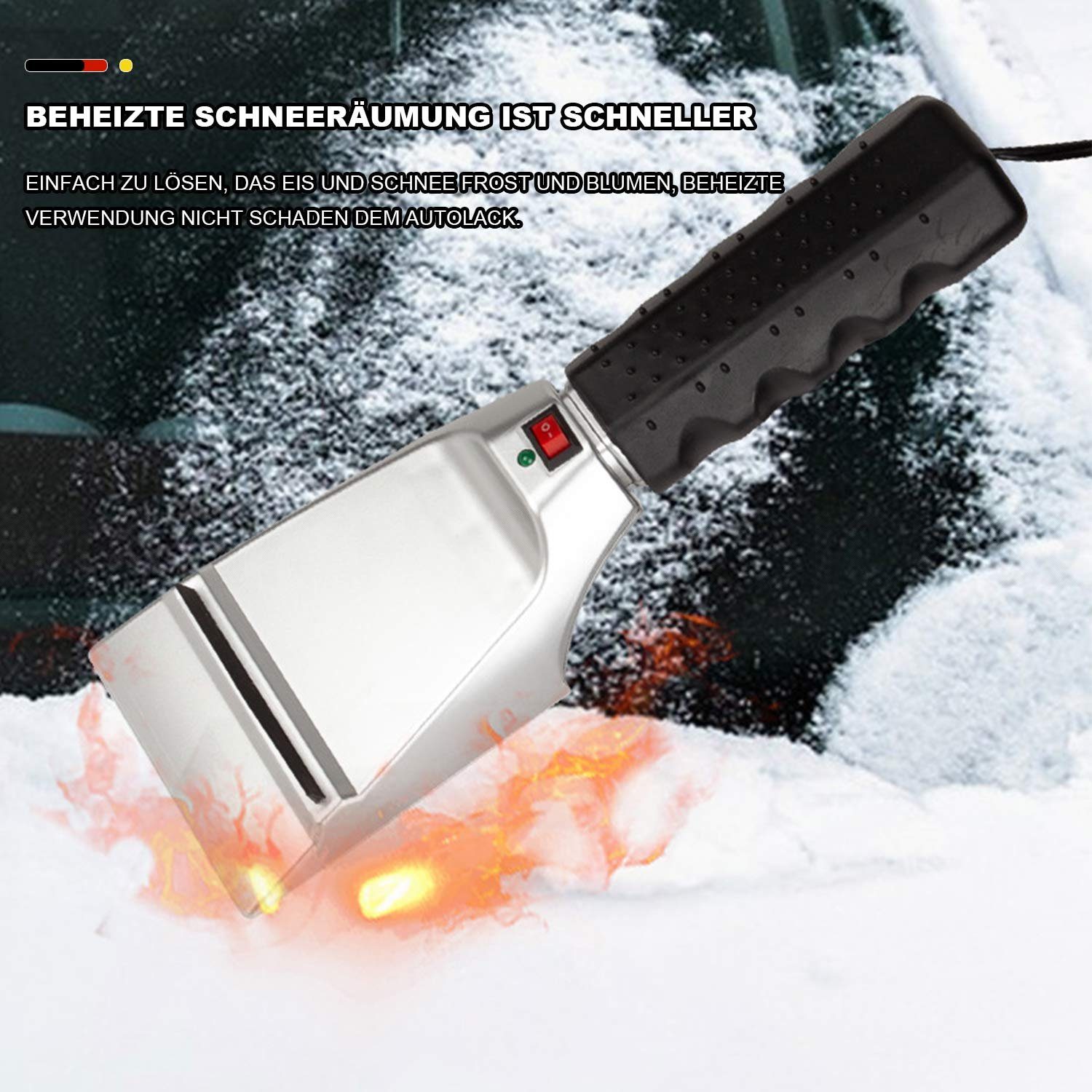 flowgoer Schneeschieber USB elektrisch beheizter Eiskratzer, (1