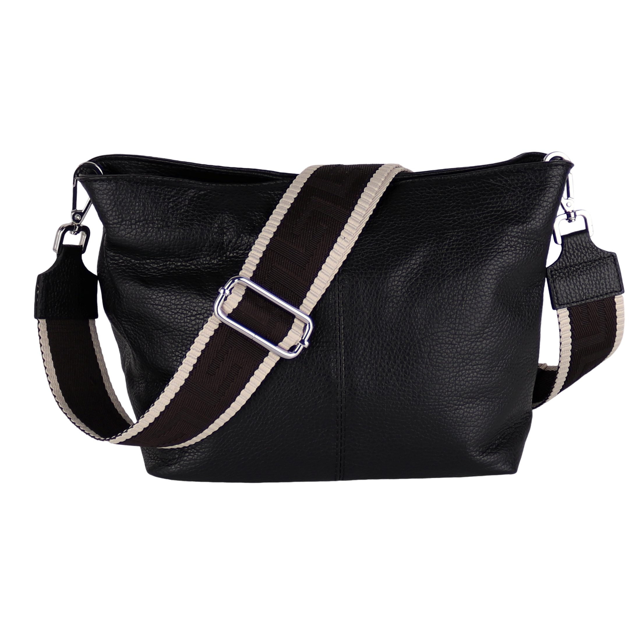 MIRROSI Umhängetasche Damen Crossbody Bag, Echtleder Made In Italy (Schultertasche für jeden Anlass (1 Tasche & 2 Gurte), BOHO Style), 30x20x13cm, gemusterten& verstellbaren Schulterriemen