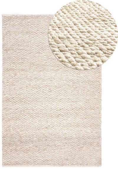 Designteppich Wollteppich Japandi, Handwebteppich Naturprodukt Wolle, Mazovia, 200 x 300 cm