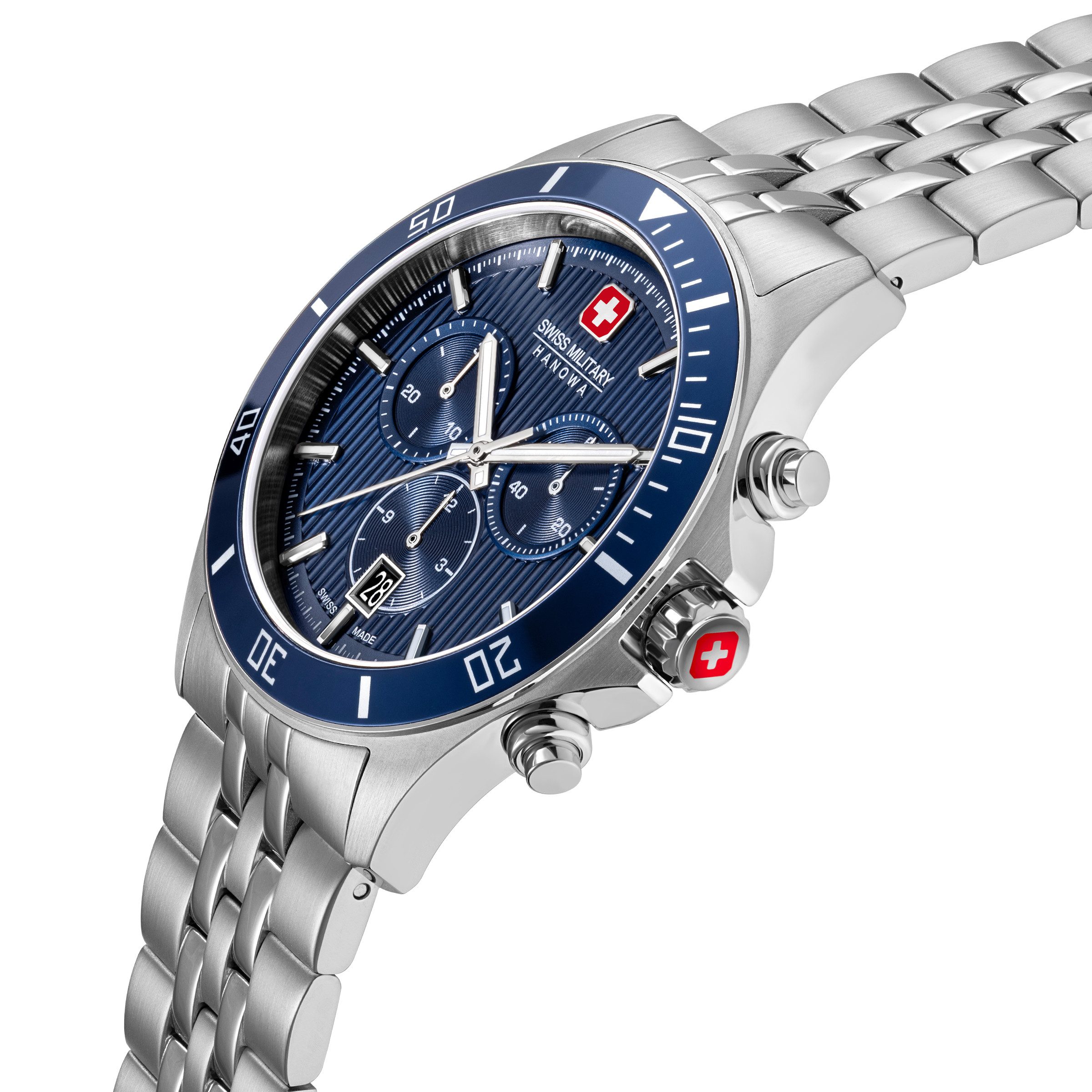 Swiss Military Hanowa Chronograph Flagship Heritage Chrono SMWGI0007603, Quarzuhr, Armbanduhr, Herrenuhr, Swiss Made, Edelstahlarmband, analog