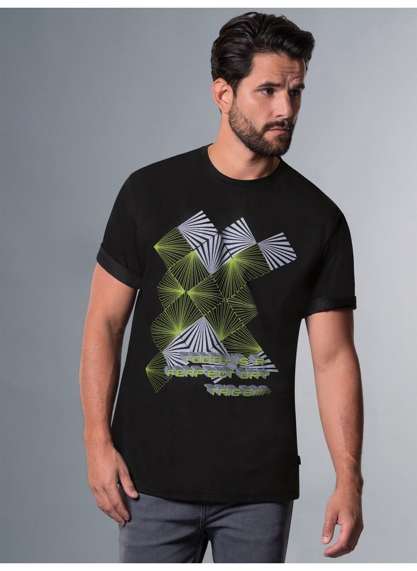 T-Shirt Trigema T-Shirt mit Neon-Print TRIGEMA