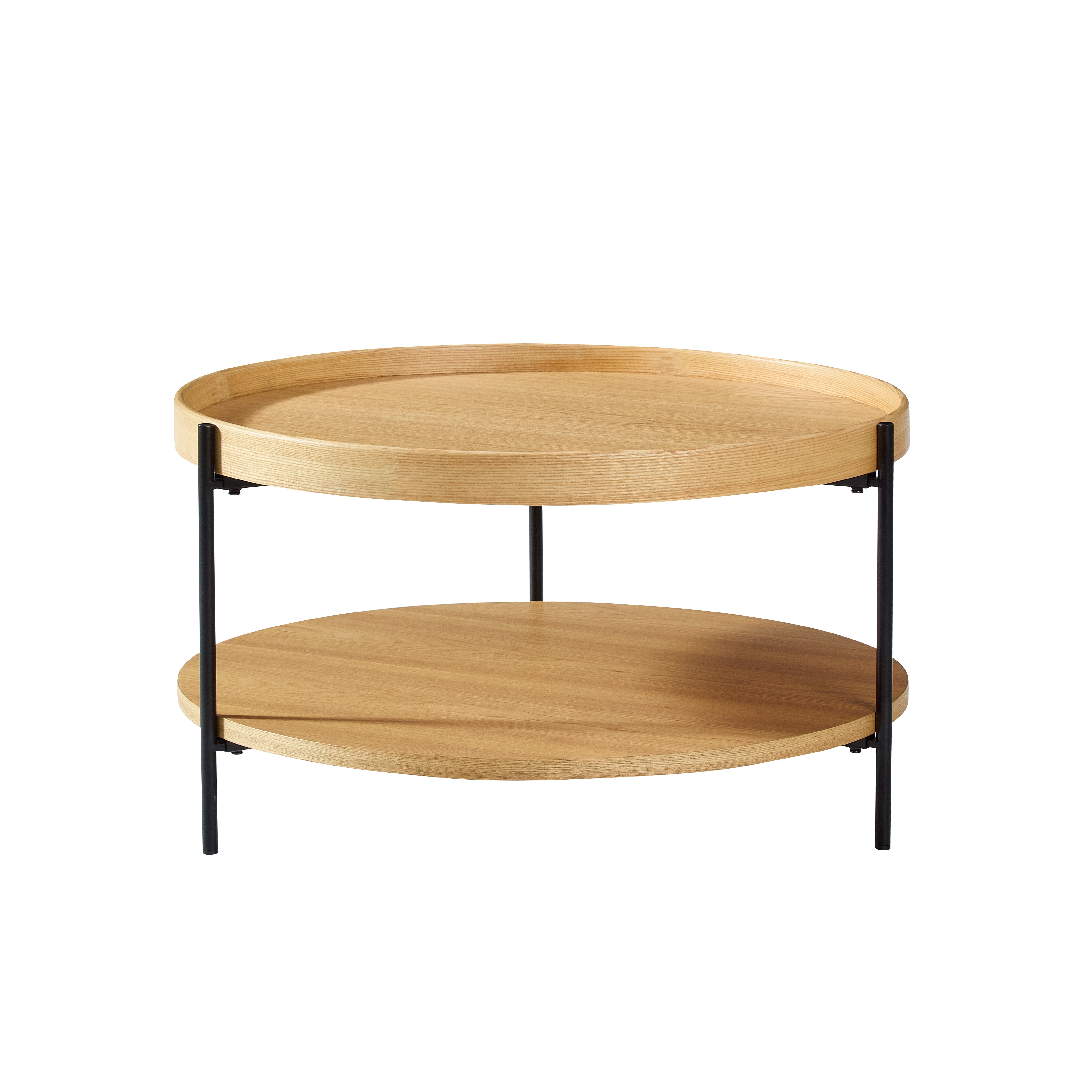 NJLyuhome Couchtisch Coffeetable, Wohnzimmertisch - Moderner runder Tisch mit 2 Ebenen (1-St), MDF-Echtholz-Furnier, 69 x 38 cm