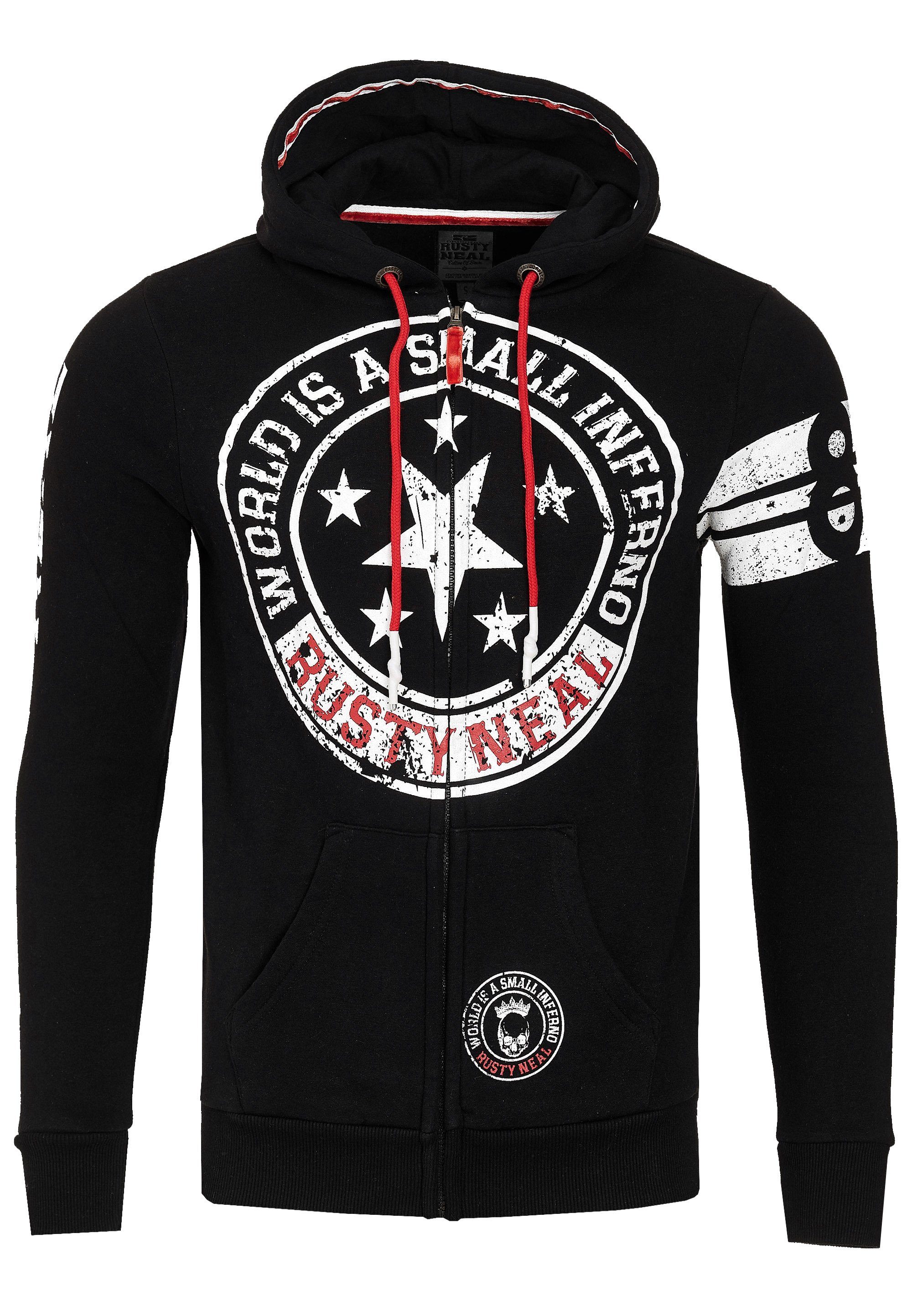 Rusty Neal Sweatjacke mit coolen Printmotiven