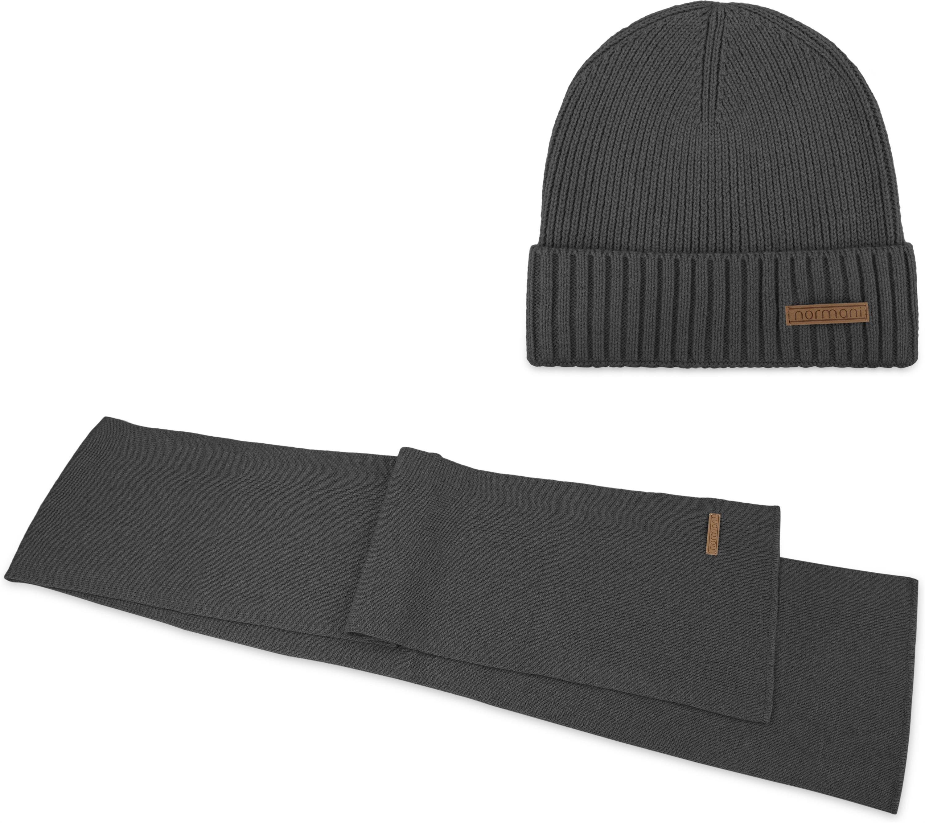 normani Strickmütze Winterset aus Merinowolle Schal und Mütze glatt günstig online kaufen