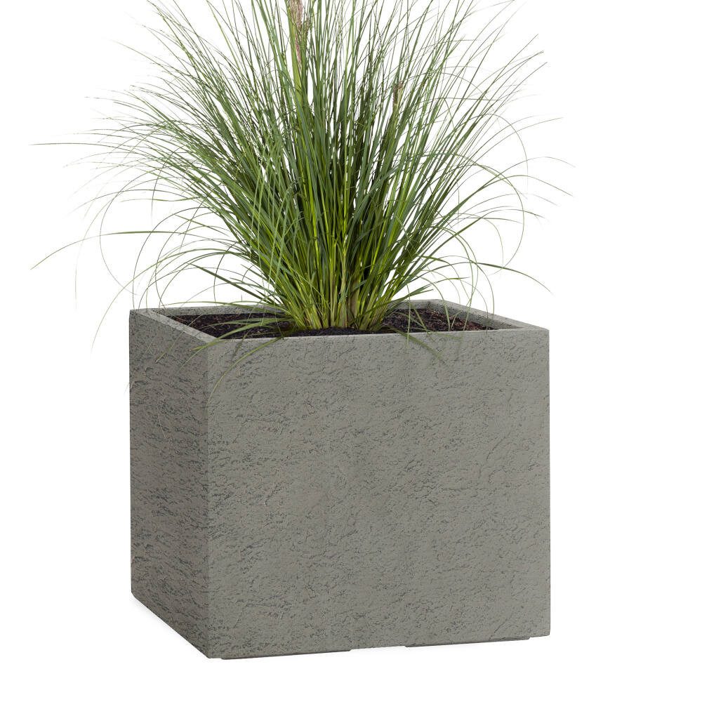 Pflanzwerk® Pflanzkübel CUBE Premium Fiberglas Blumenkübel Frostbeständig mit Lotus-Effekt, Lotus-Effekt - Handgefertigt - Eckig - Frostbeständig