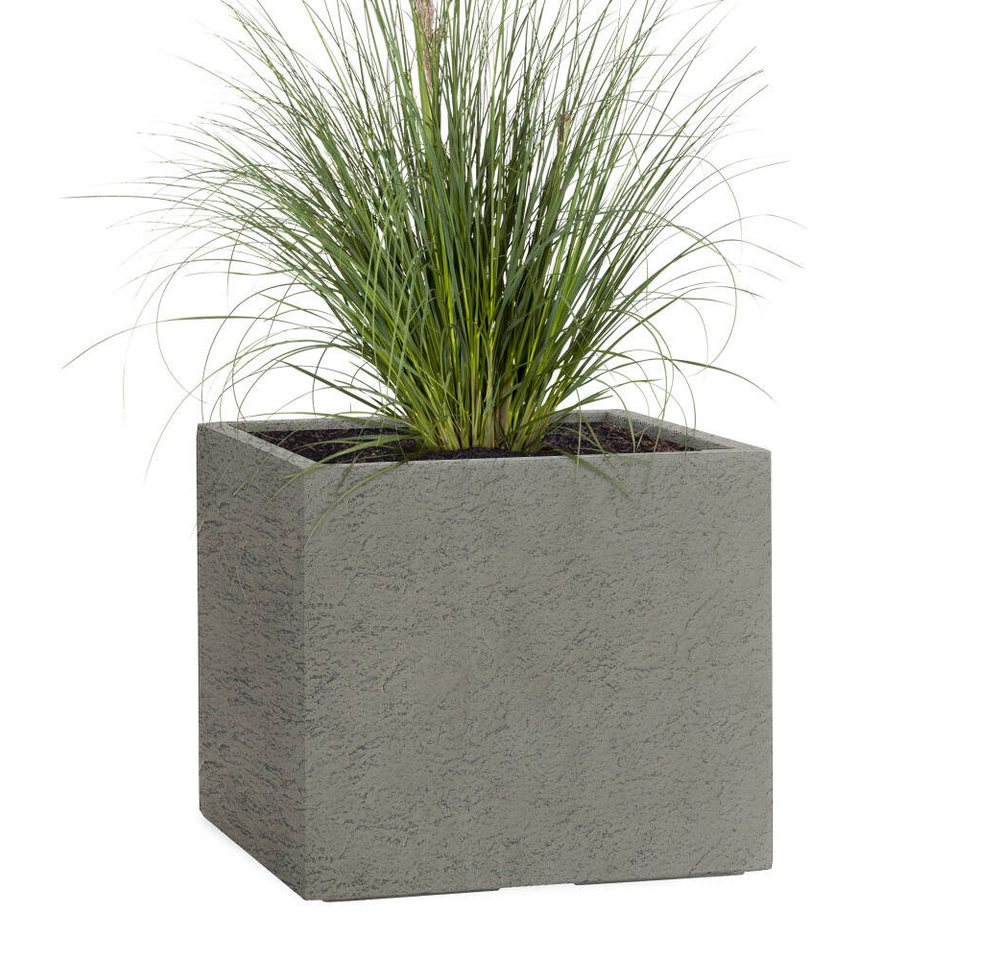 Pflanzwerk® Pflanzkübel CUBE Premium Fiberglas Blumenkübel Frostbeständig mit Lotus-Effekt, Lotus-Effekt - Handgefertigt - Eckig - Frostbeständig
