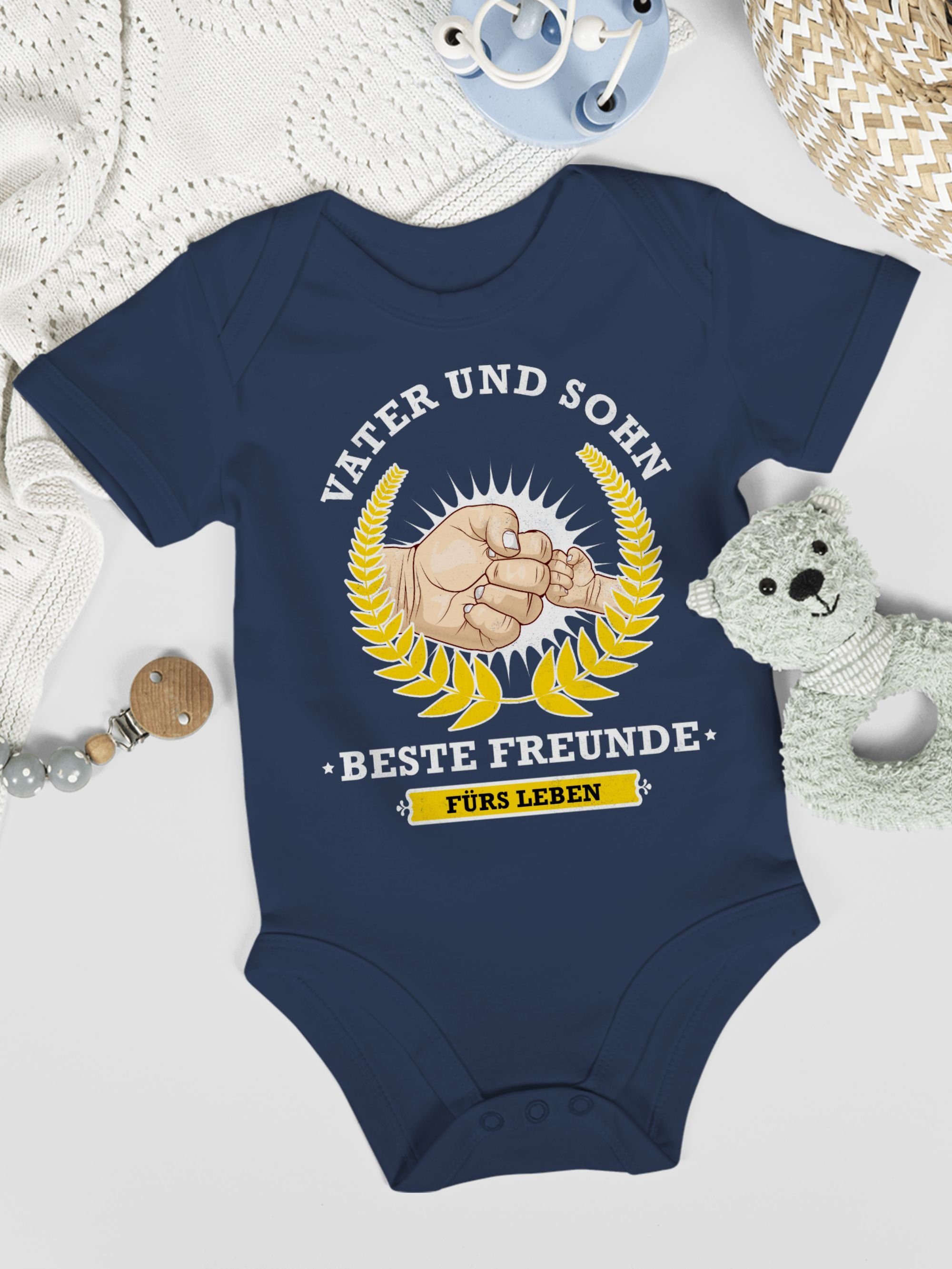 Baby Navy 2 Shirtbody Geschenk Leben Vater beste Sohn Freunde - Shirtracer Blau Vatertag fürs und