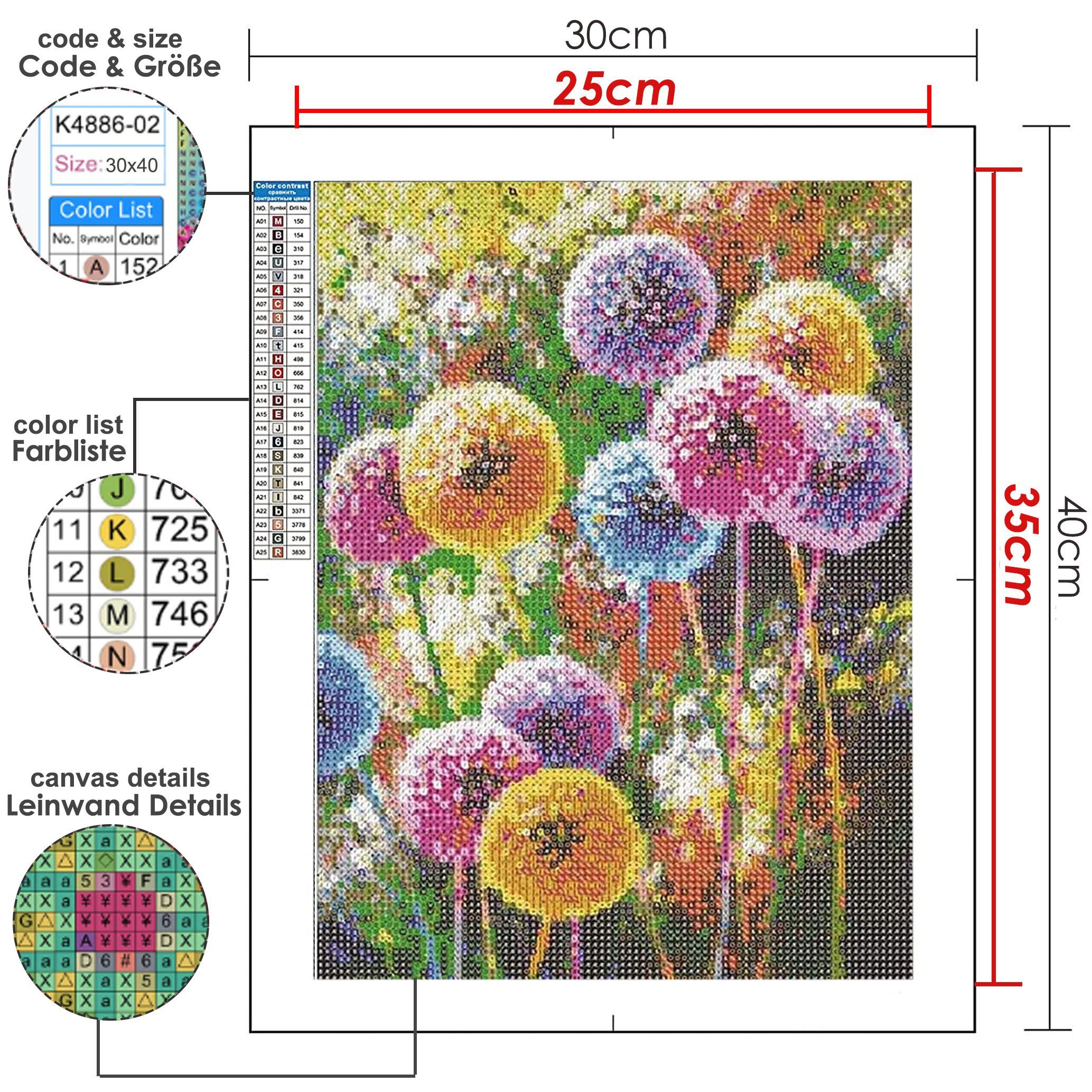 GOLDEN Kreativset GOLDEN Diamond Painting zubehör bilder Weihnachten(Puschblumen)