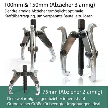 Jb - Perfect Radnabenabzieher Abzieher Werkzeug Lager 3-tlg. 75, 100, 150 mm Kugellager Innen Außen, verchromt