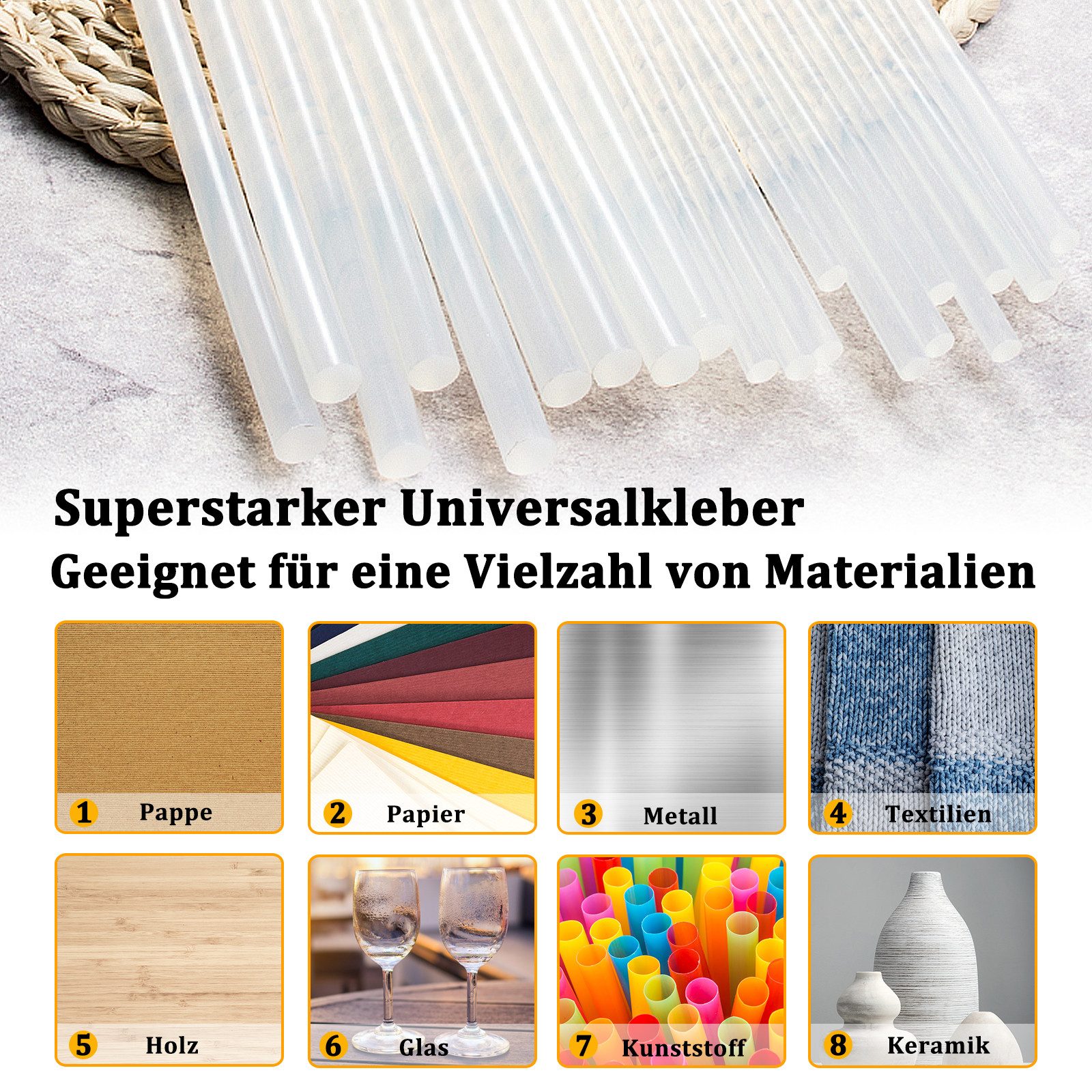 FIVMEN Heißklebepistole Heißklebestifte Heißklebesticks 11x200mm 100 Stück (ca. 2 Kilo), DIY Ersatzsticks Klebesticks – Bild 5 von 5