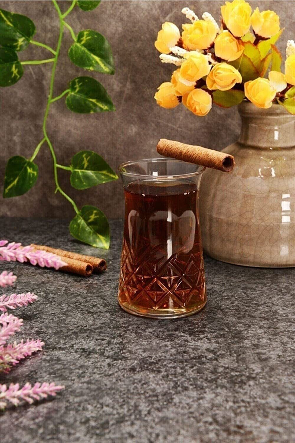 Pasabahce Gläser-Set Teeglas Set 12 Teilig mit Untertassen 132ml aus Glas transparent, 12-tlg.