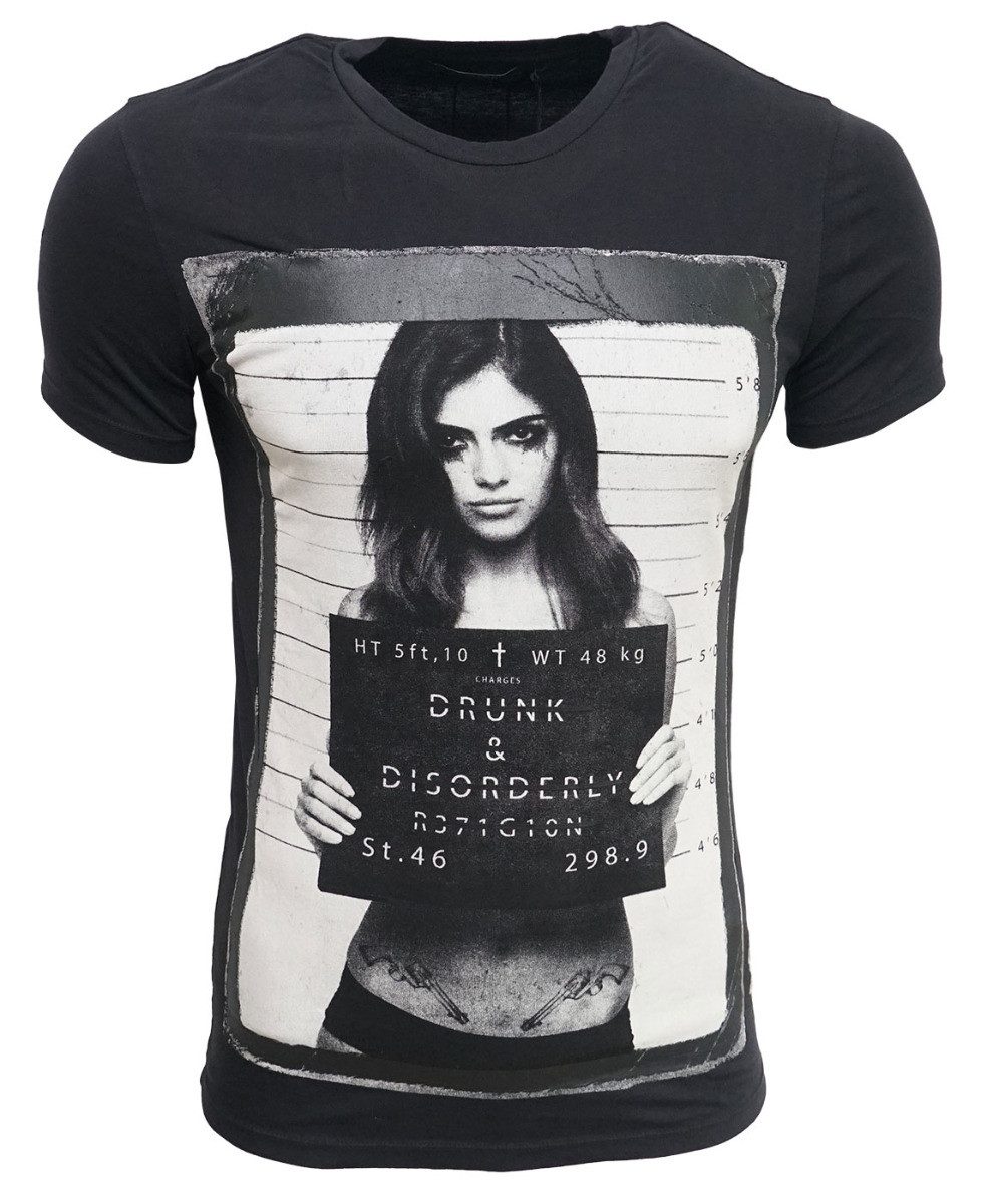 T-Shirt RELIGION Clothing Herren T-Shirt DRUNK AND DISORDERLY-Schwarz-M