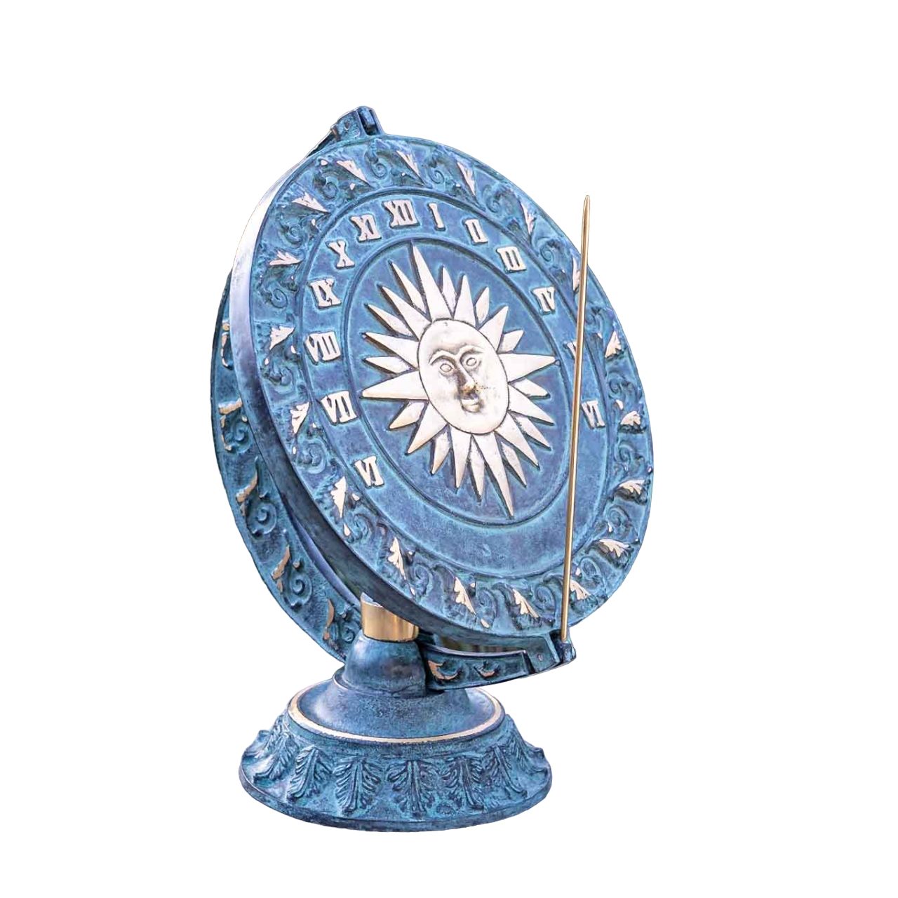 IDYL bronZartes Gartenfigur Bronzeskulptur "Sonnenuhr-Renaissance" - auf Standfuß