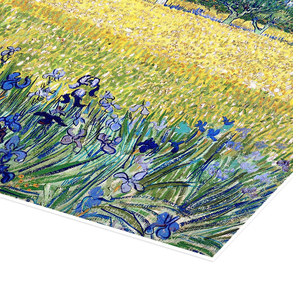 Posterlounge Wandbild Arles mit Irisblüten im Vordergrund, Vincent van Gogh, erhältlich als Poster, Leinwandbild, Wandsticker oder Acrylglasbild