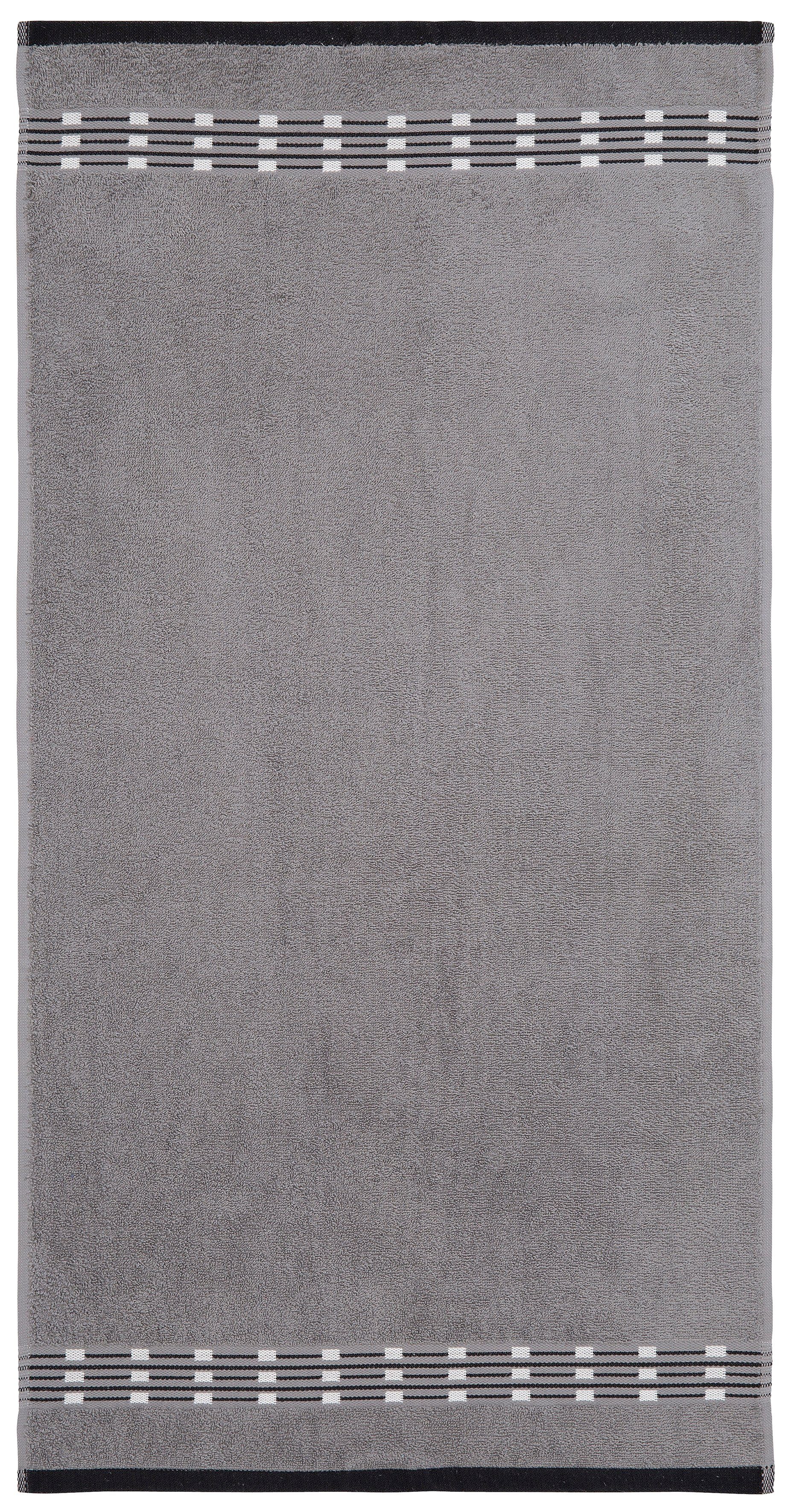 (Set, Handtuchset Walkfrottee, 7-tlg), mit Bordüre Set gemusterter Handtücher Baumwolle, Jonnie, grau aus my 100% home Handtuch