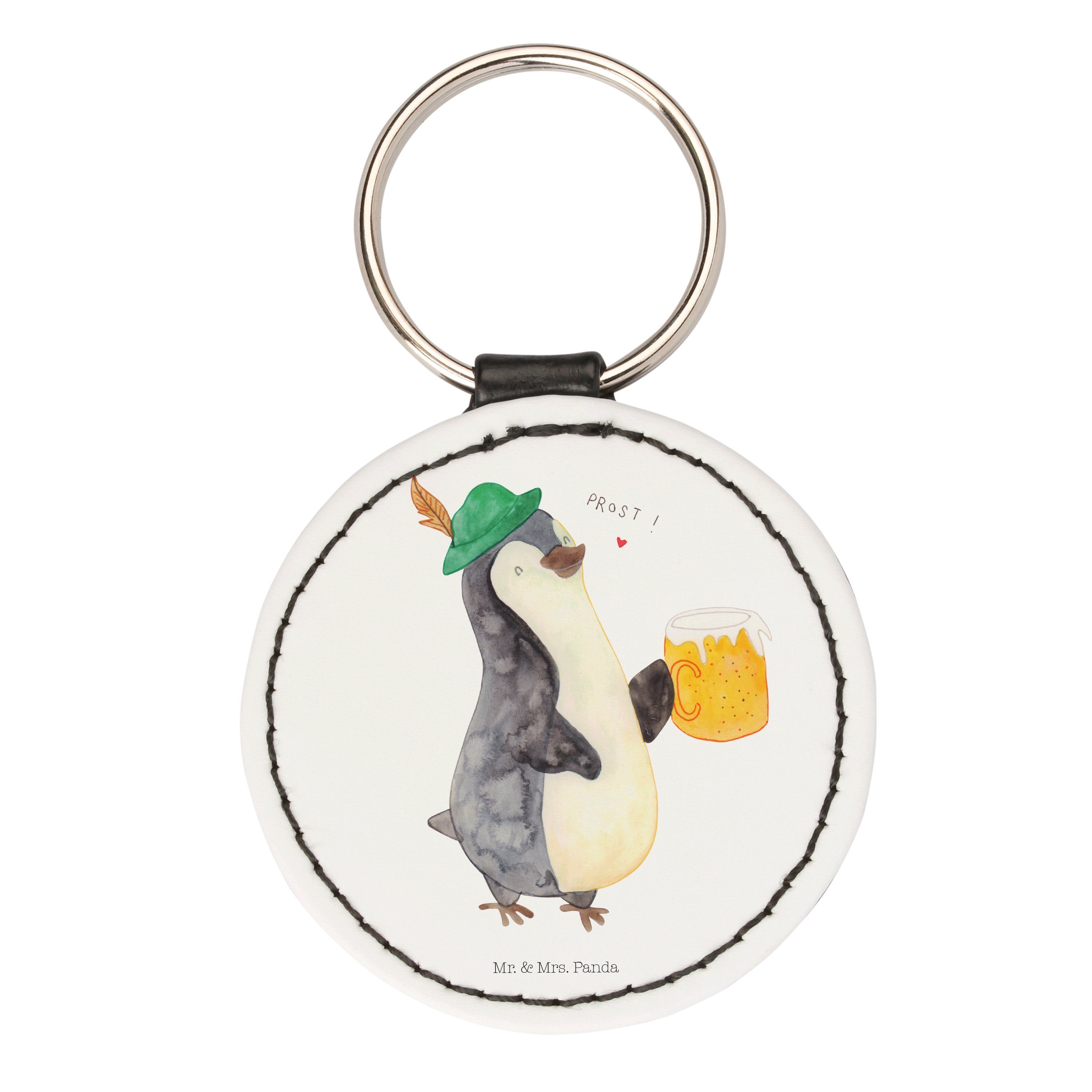 Mr. & Mrs. Panda Schlüsselanhänger Pinguin Bier - Weiß - Geschenk, Taschenanhänger, Schlüsselanhänger, b (1-tlg)