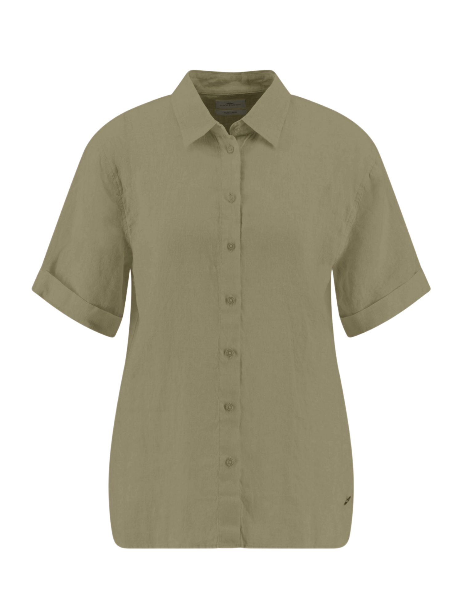 FYNCH-HATTON Kurzarmbluse braun,Casual,Leinen,Unifarben,Hemdblusenkragen,Kurz,Casual Fit