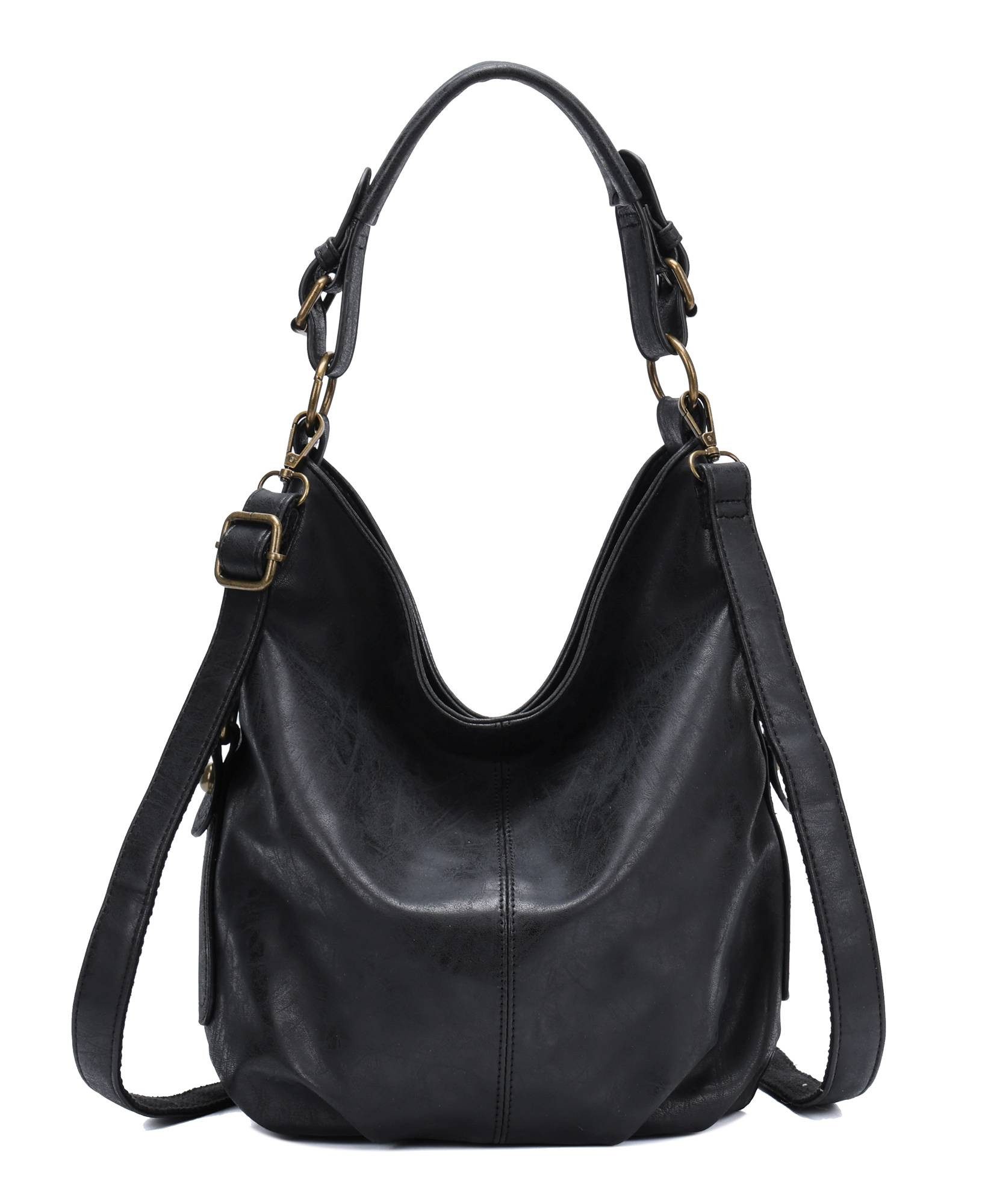ITALYSHOP24 Schultertasche DAMEN SHOPPER Hobo Bag Umhängetasche Handtasche City Bag Cross-Over (Spar-Set: Henkel Tasche mit Schultergurt, Workbag Leder Optik, 2-tlg., mit Henkel und Schultergurt), Damentasche Freizeit Abend Leder Optik Henkeltasche Reise Crossbody