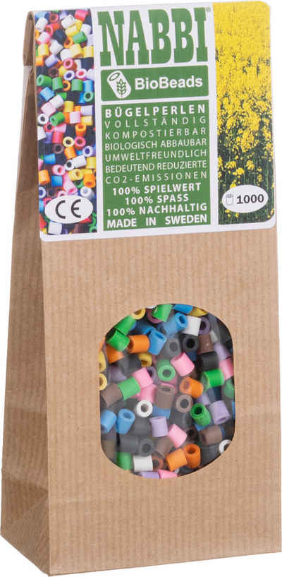 NABBI Bügelperlen Bio Bügelperlen, 1.000 Stück, 10 Farben Mix