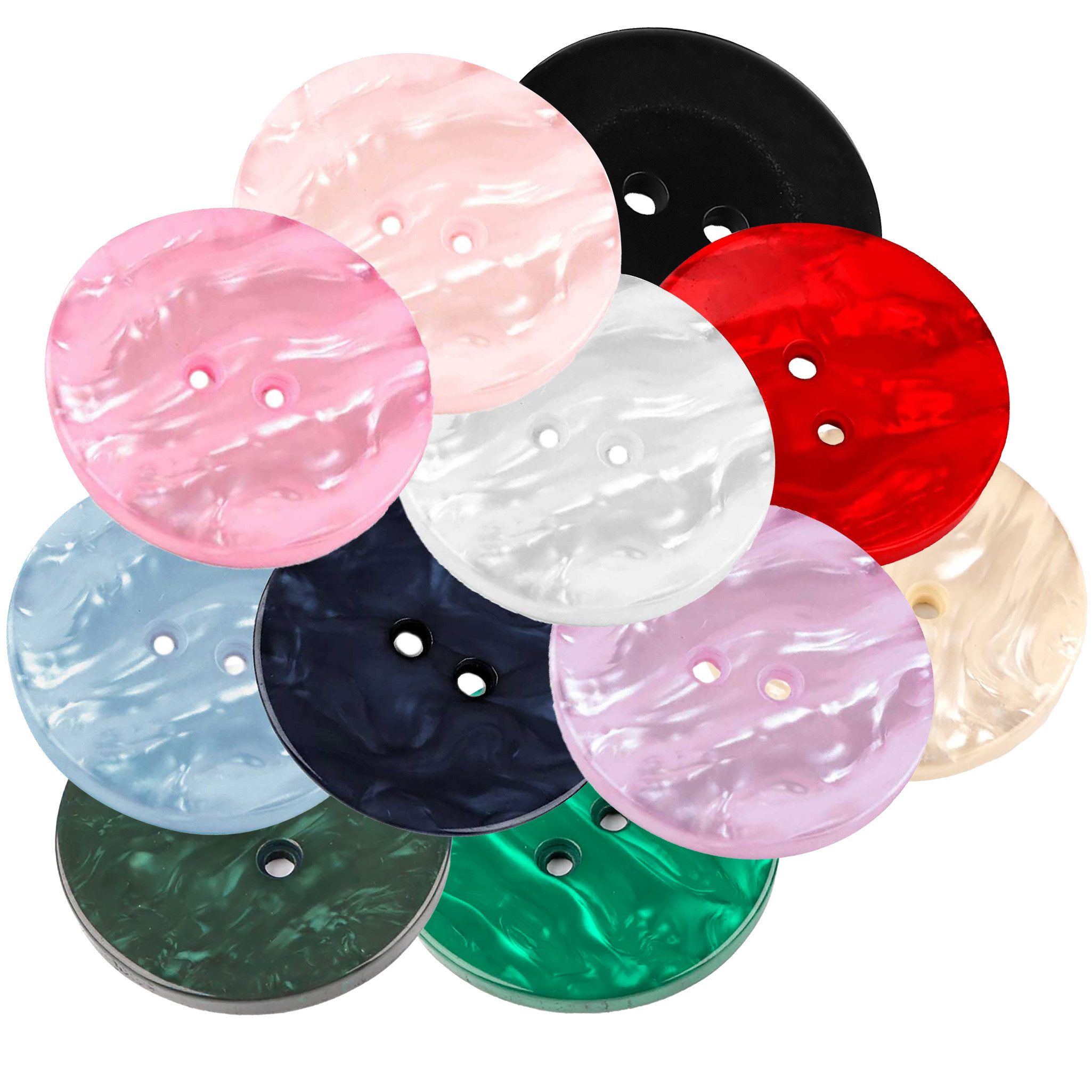 maDDma Knopf 5 Kunststoffknöpfe in Perlmuttoptik 38 mm rund 2 Loch-Knöpfe