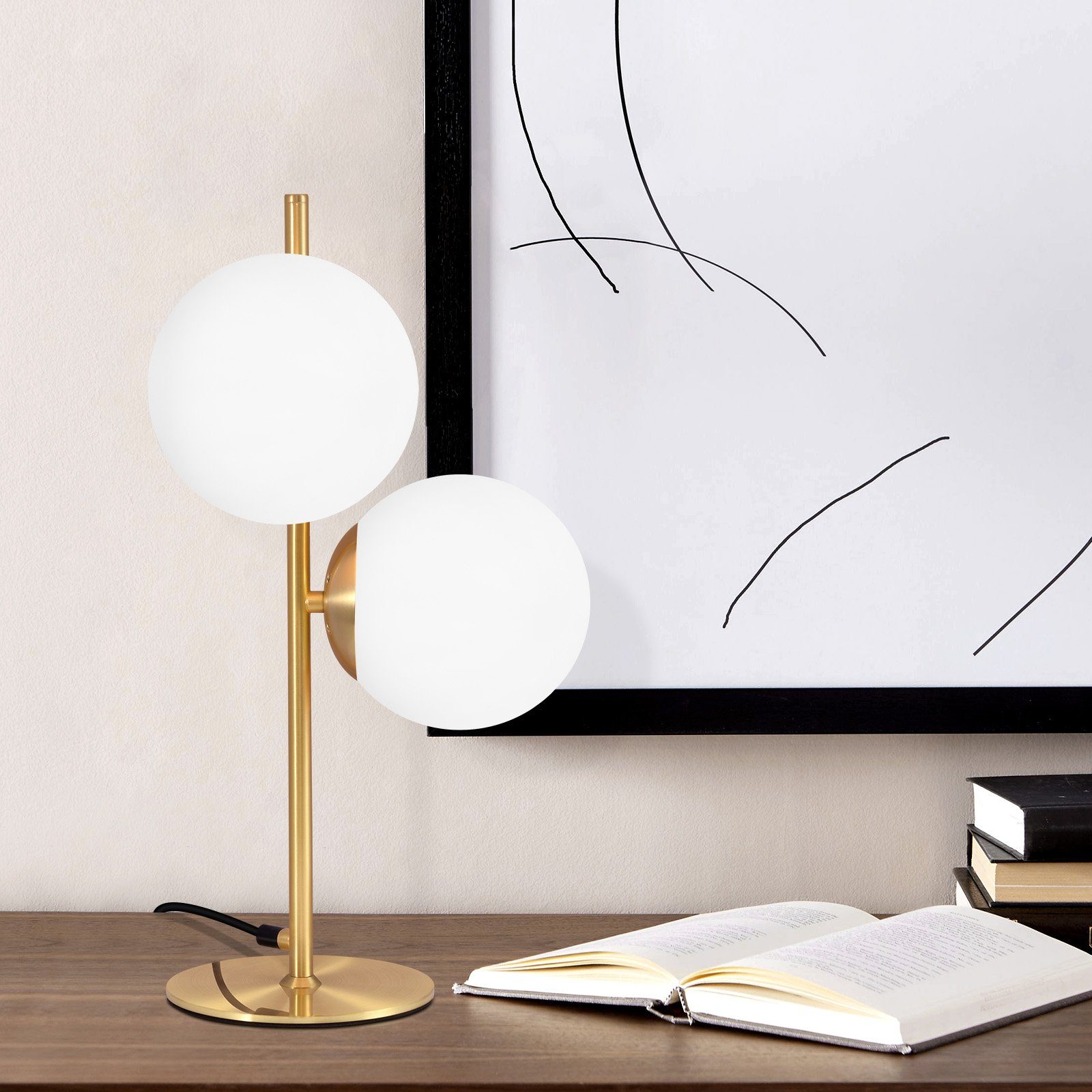 Nettlife Tischleuchte Schwarz Glas Modern E27 günstig online kaufen