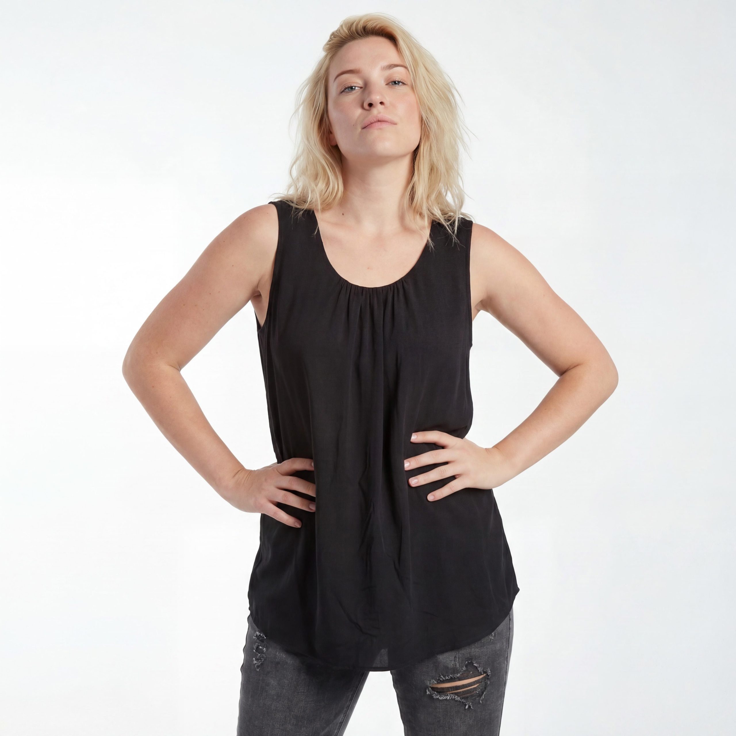 OriginalYou Trägertop Damen Long Top Sommer Oberteil ärmelloses Strandshirt mit Innentop für blickdichten Tragekomfort, erhältlich von 36-50 – Bild 3 von 5