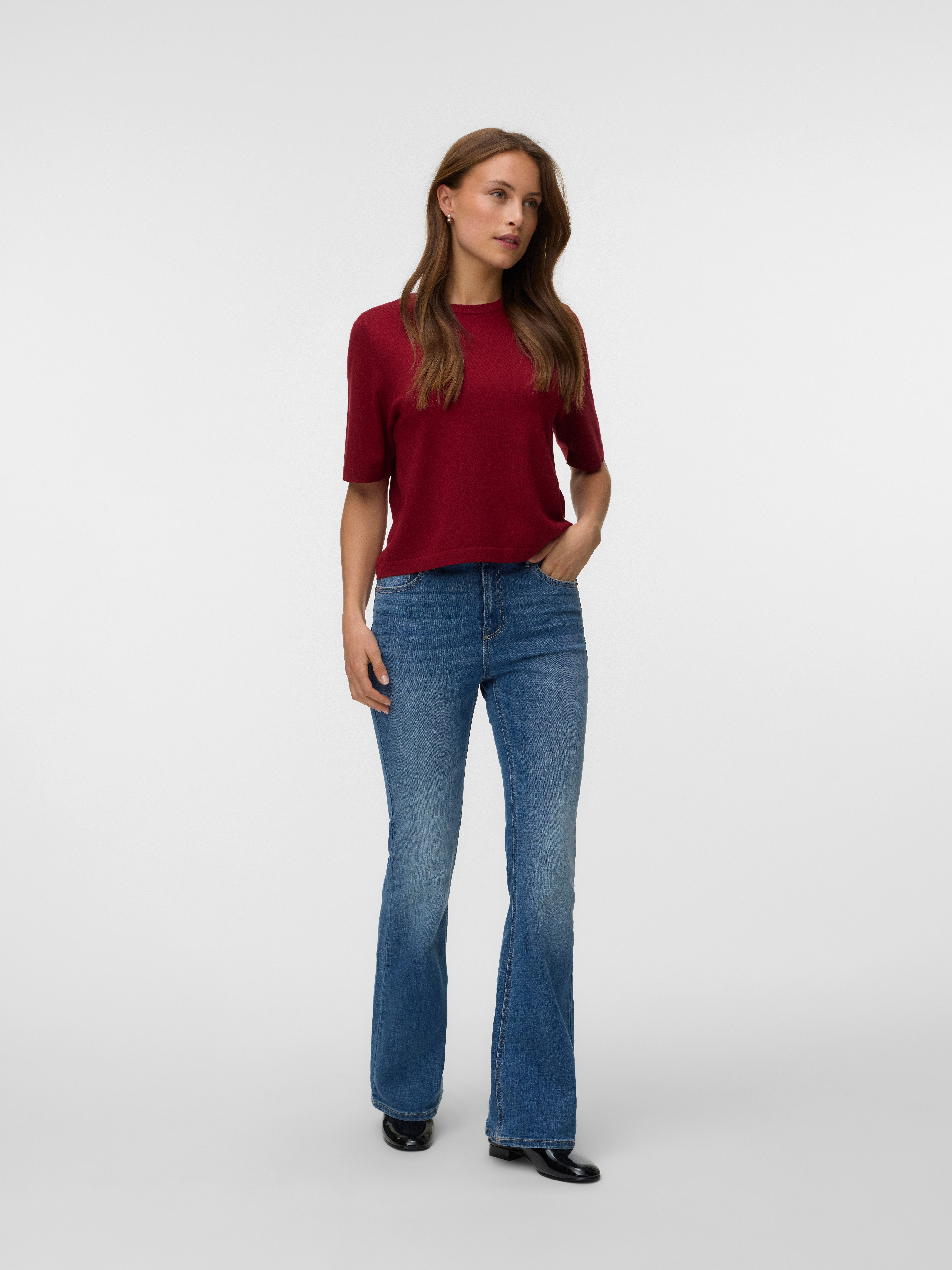 Vero Moda Kurzarmpullover VMSILJE 2/4 O-NCK OVERSIZE PULL GA NOOS Viskosemischung, oversize