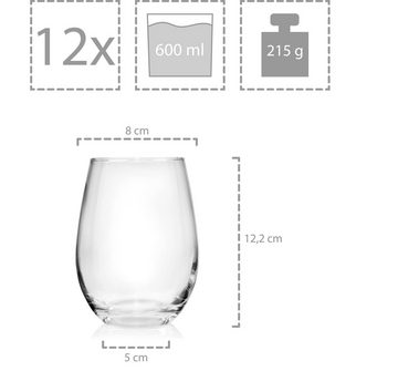 SÄNGER Gläser-Set Salto Trinkgläser Set, Glas, modernes Design, spülmaschinengeeignet, 600 ml