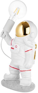 BRUBAKER Nachttischlampe Astronauten Tischlampe - 40 cm Weltraum Nachttischlampe, mit E27 Fassung und USB-C Stecker, ohne Leuchtmittel, Handbemalte Raumfahrt Dekofigur Statue - Weiß