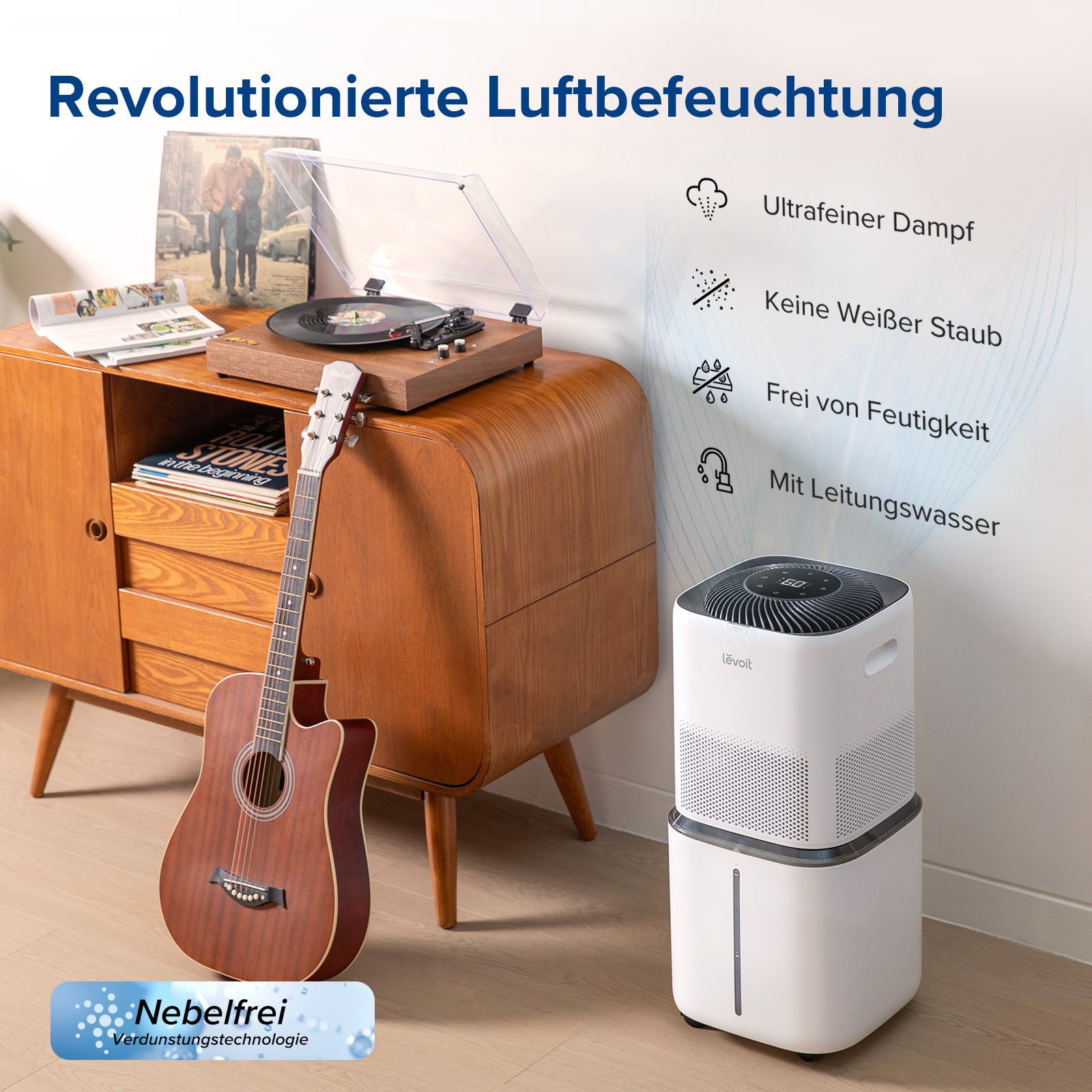 Levoit Luftbefeuchter 3 Geschwindigkeiten, Timerfunktion, Trocken-, Schlaf- & Auto-Modus, 22,70 l Wassertank, Check Filter & Kein Wasser Anzeige, Display Off & Lock Option