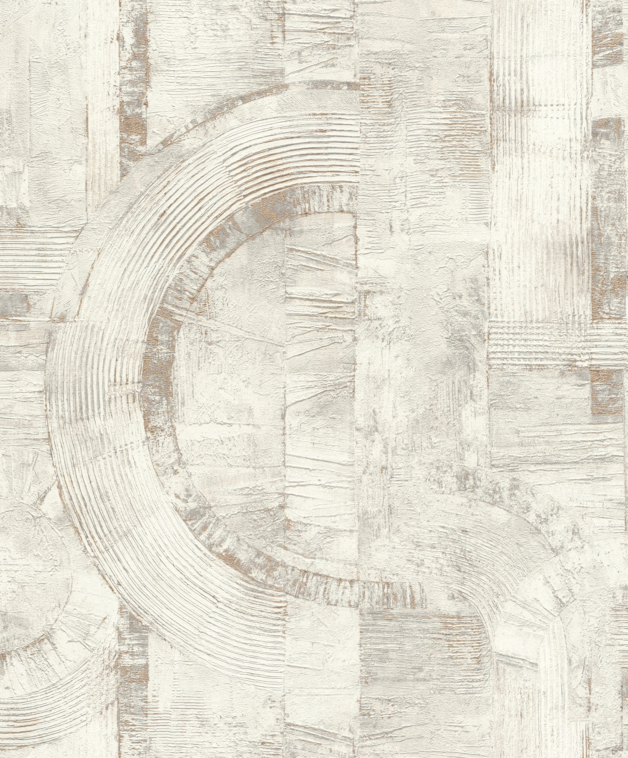 Rasch Vliestapete Grafisches Muster - Vinyltapete Weiß, Geometrisch, (1 Rolle, 1 St., 10,05 m x 0,53 m), gute Lichtbeständigkeit, feucht abwischbar, restlos abziehbar