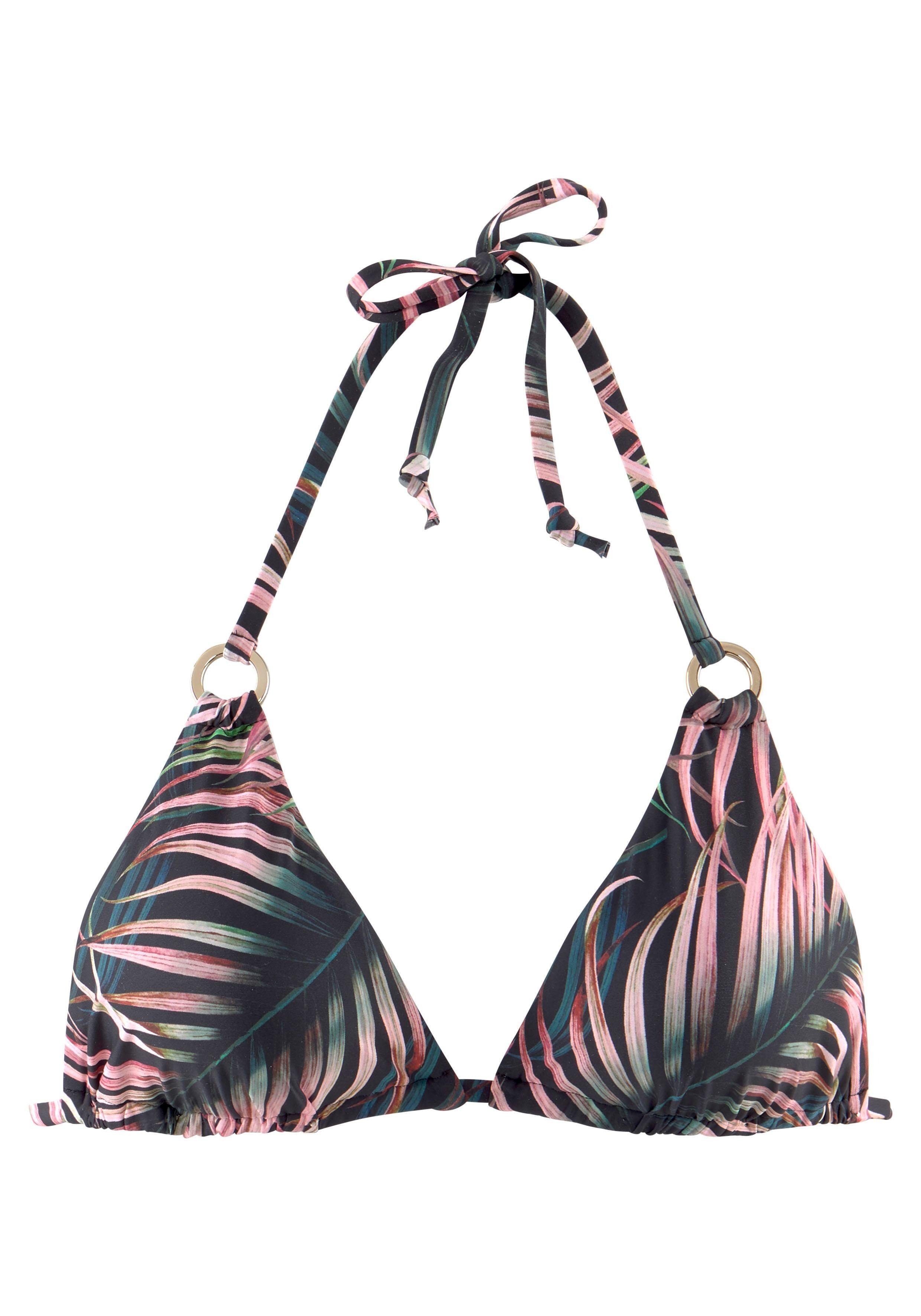 LASCANA Triangel-Bikini-Top Reese, mit goldfarbenen Zierringen günstig online kaufen
