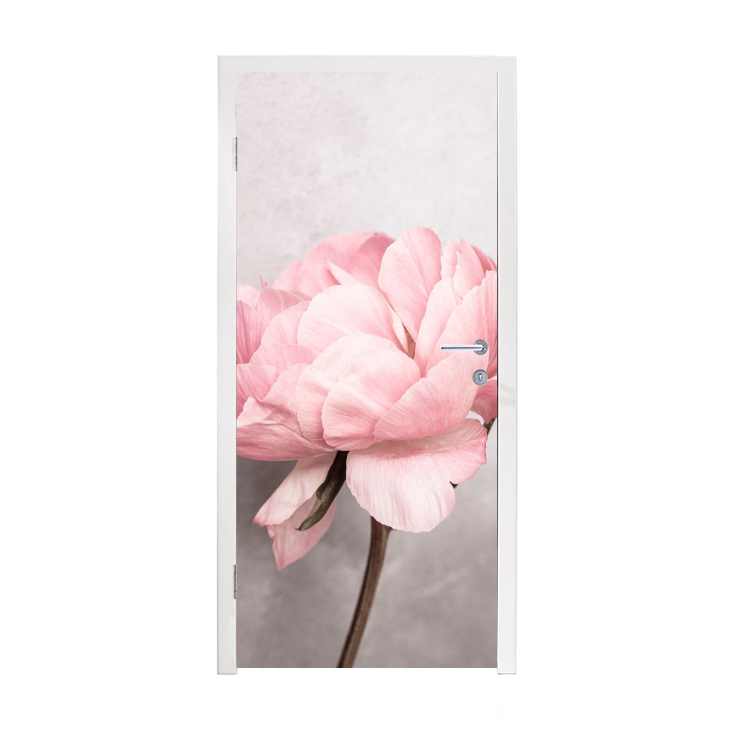 MuchoWow Türtapete Blumen - Rosa - Natur - Pflanze, Matt, bedruckt, (1 St), Fototapete für Tür, Türaufkleber, 75x205 cm