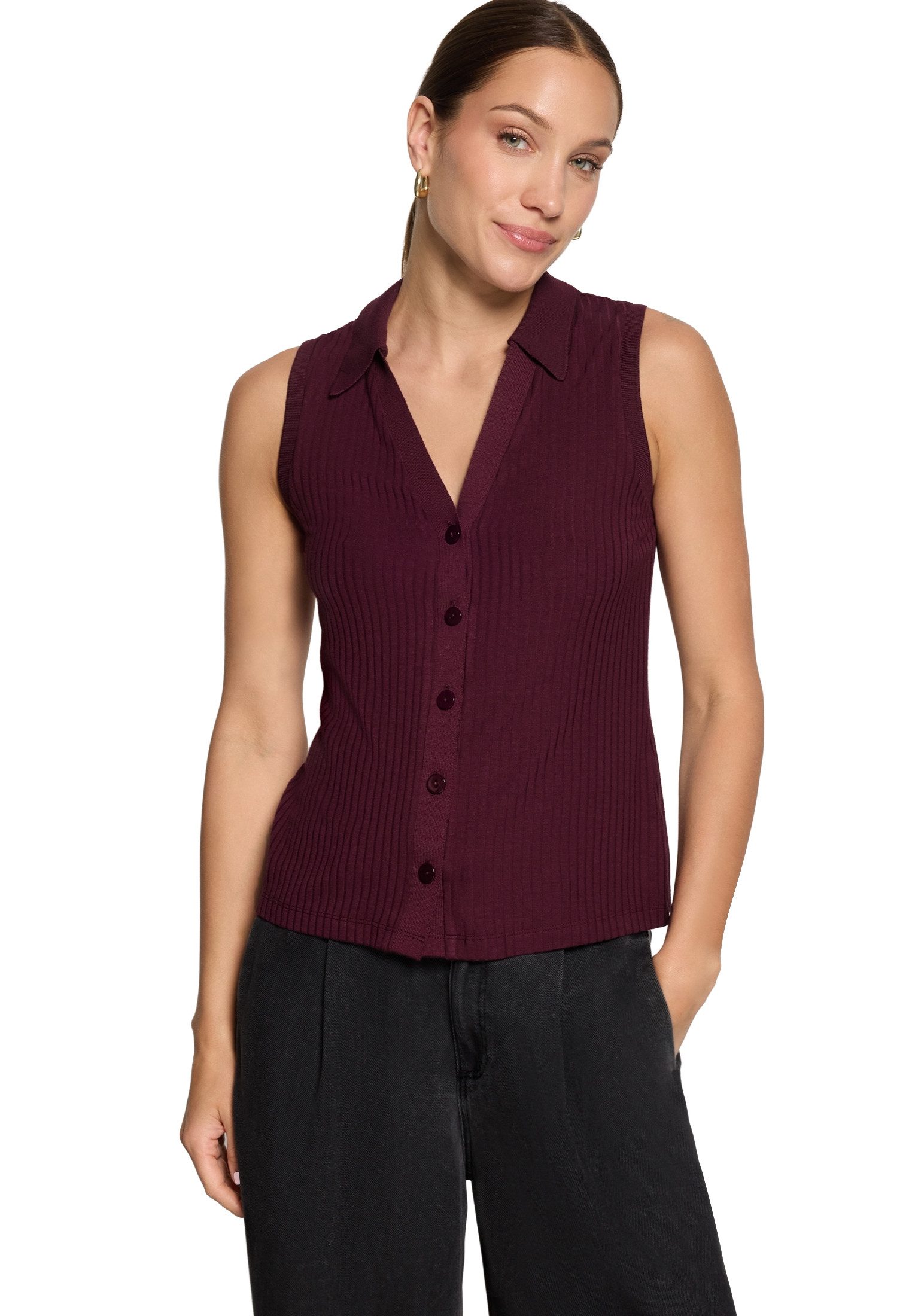 Zero T-Shirt Damen mit Kragen (1-tlg) Gerippt