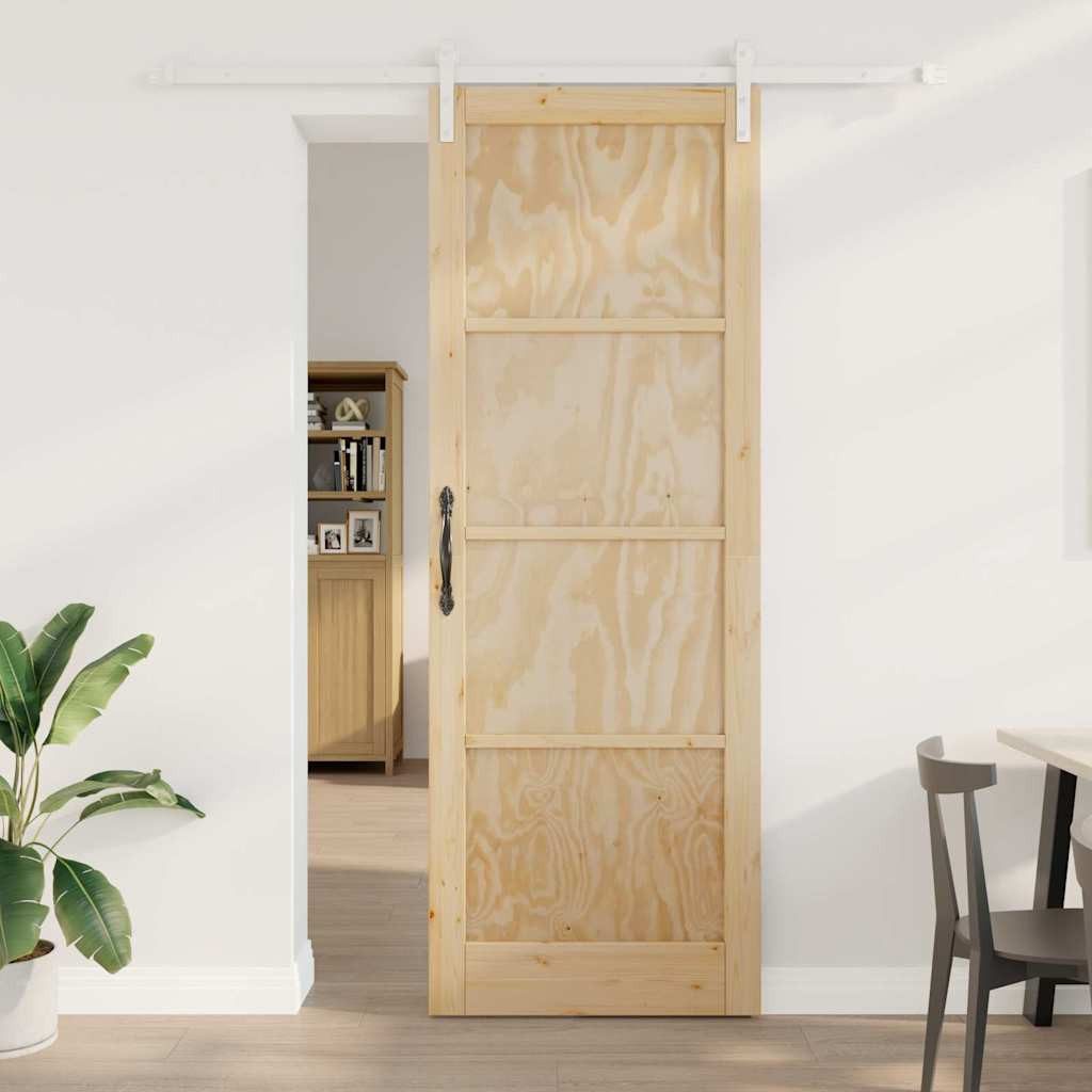 vidaXL Zimmertür Schiebetür mit Hardware-Set 83x232 cm Massivholz Kiefer