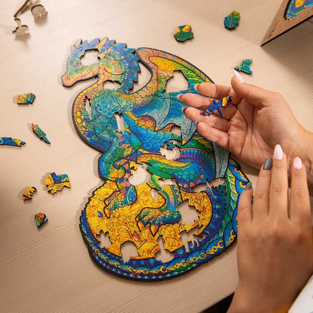 Dragon 183-tlg. 21x33 Puzzleteile cm, Puzzle Guarding Medium Holzpuzzle Unidragon