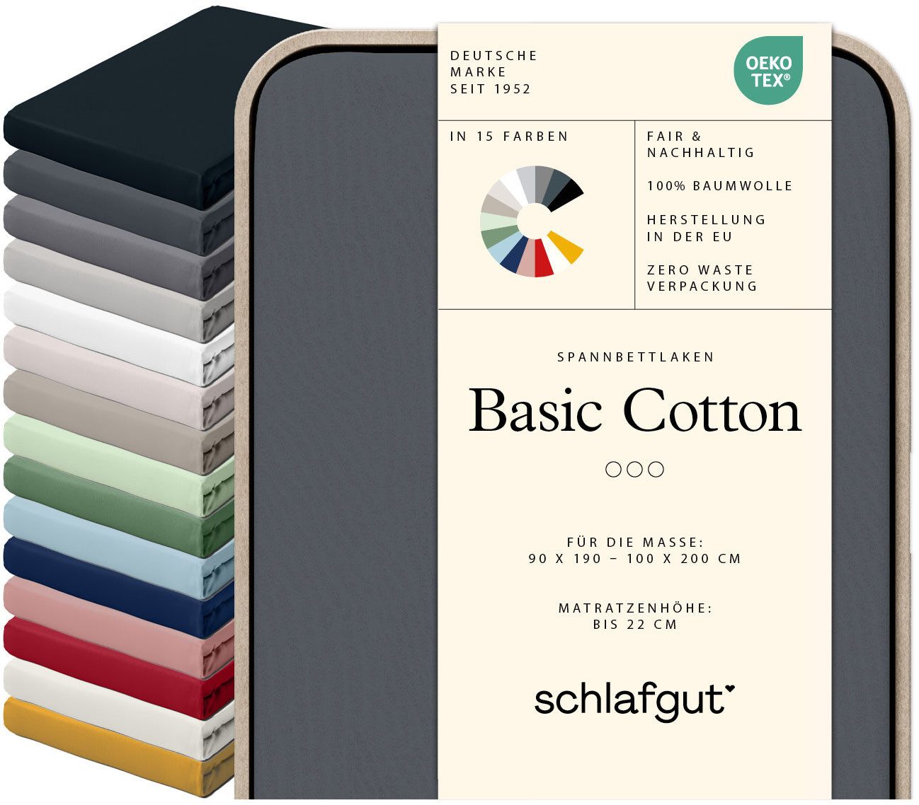 Spannbettlaken Basic Cotton Bettlaken, 160 g/m², 100% Baumwolle, Spannbetttuch
