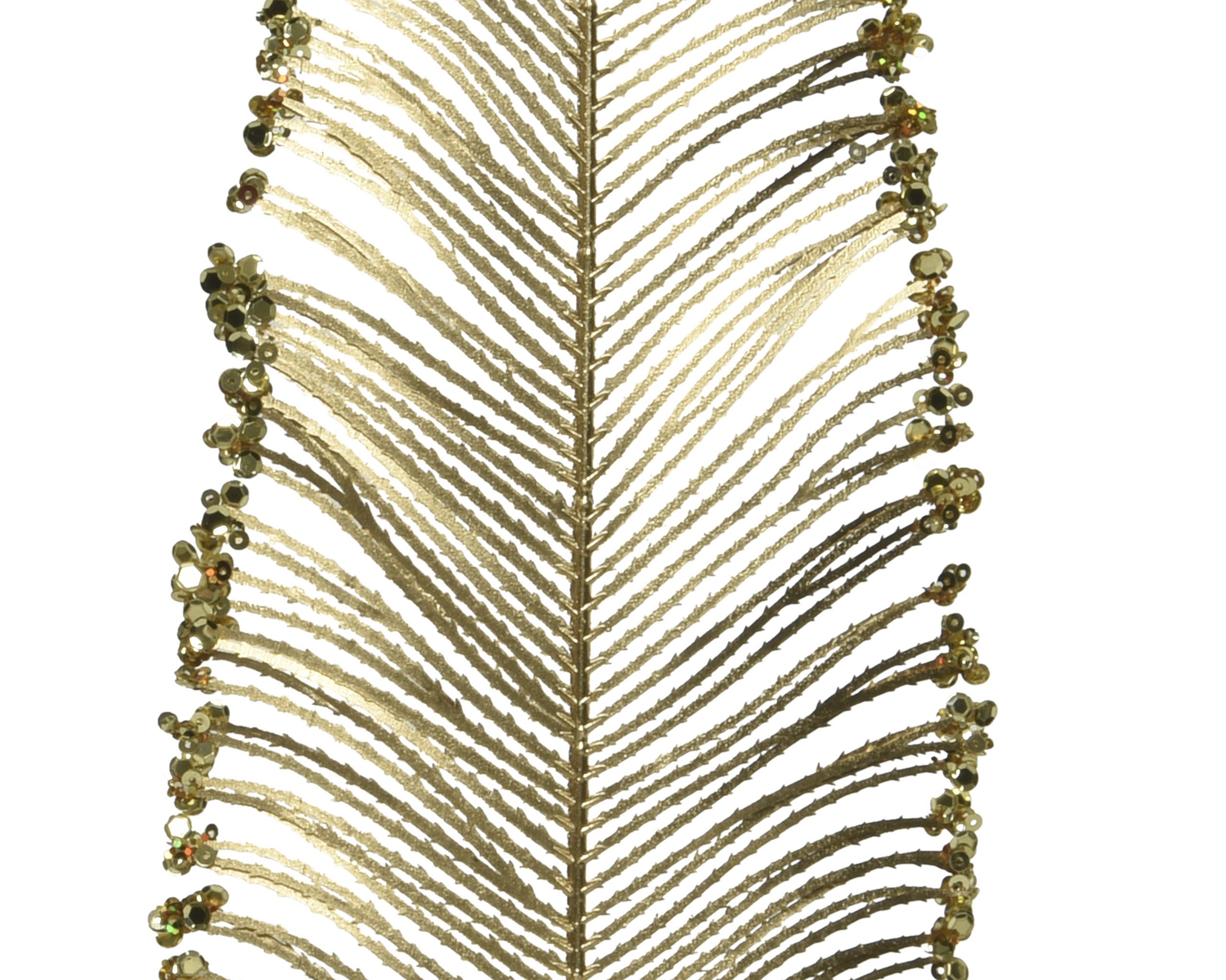 Kunstblume, Kaemingk, Farn Blatt 79cm Kunststoff mit Glitzer Gold