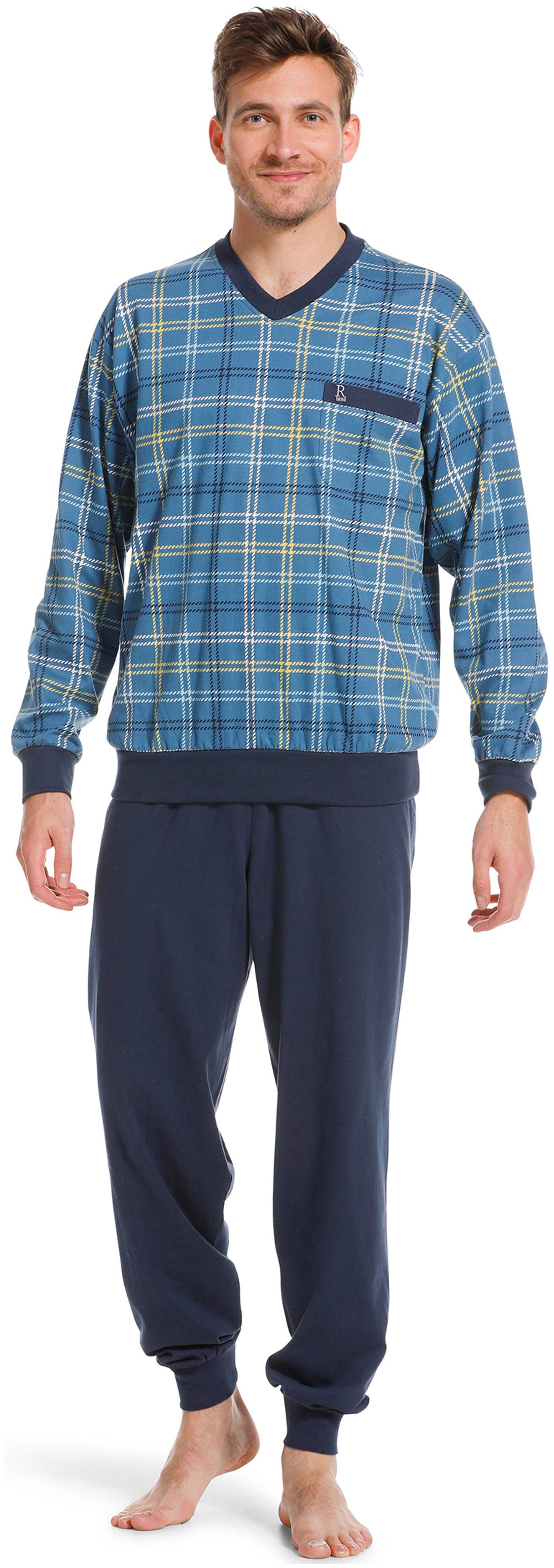 Robson Schlafanzug Herren Schlafanzug mit Bündchen (2 tlg) Baumwolle