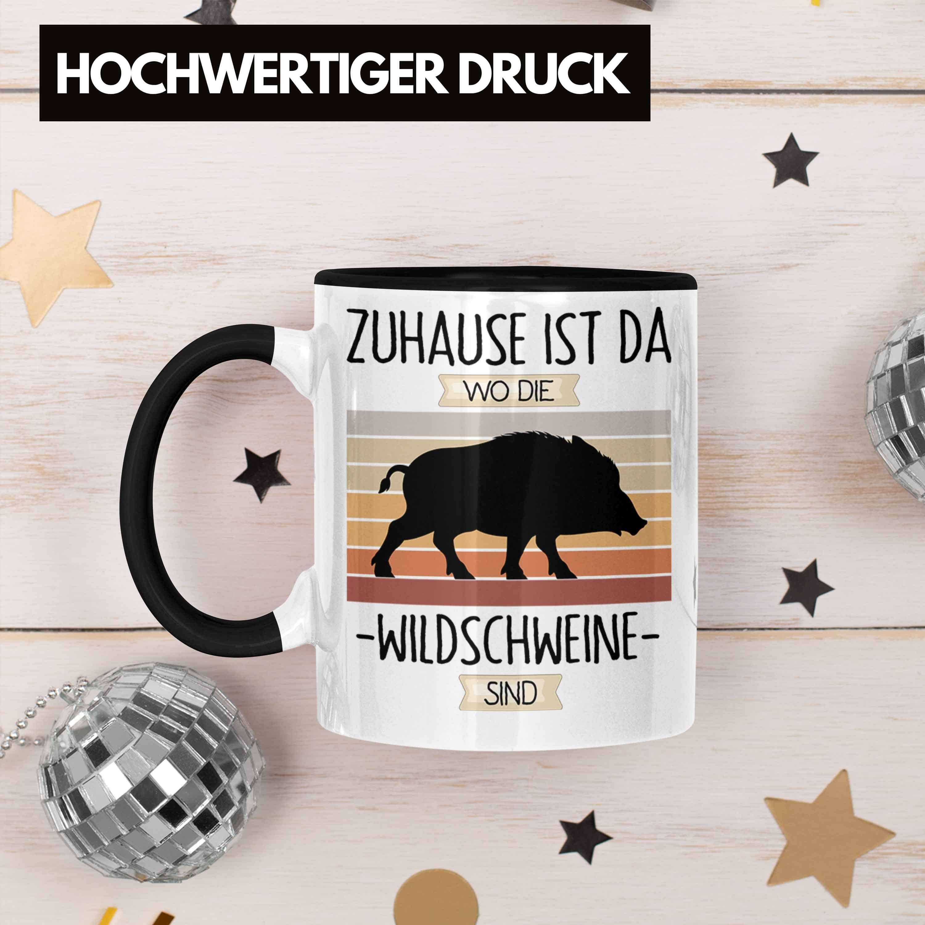 Geschenk Trendation Da Geschenkidee Tasse Schwarz Tasse Jäger Di Spruch Wo Zuhause Lustiger Ist