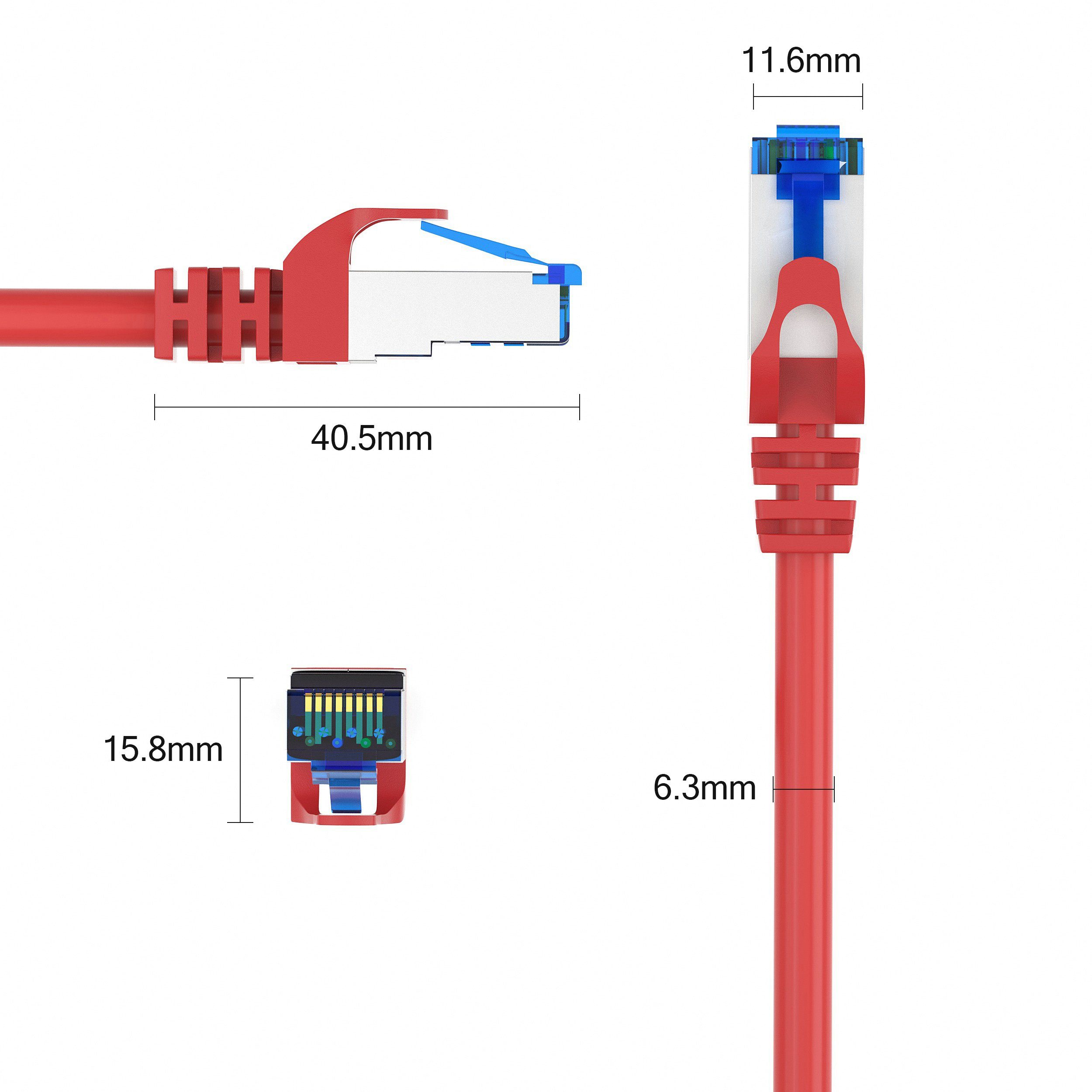 JAMEGA CAT 7 Patchkabel Ethernet RJ45 Netzwerkkabel Rohkabel LAN Kabel LAN-Kabel, CAT.7, RJ-45 Stecker (Ethernet) (50 cm) – Bild 3 von 5