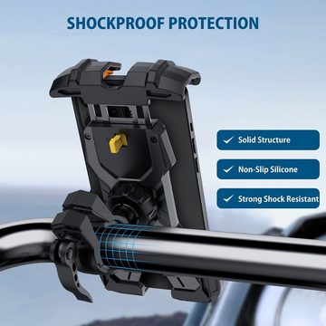 YockTec Handyhalterung Fahrrad, 360° Verstellbare Motorrad Handyhalterung Smartphone-Halterung, (Fahrrad Handyhalterung für iPhone 12 Pro Max/11 Pro/XR/XS MAX, Galaxy S20/S10/Note 10 und alle 4,7-6,8 Zoll-notfall)