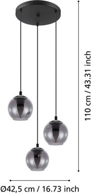 EGLO Pendelleuchte ARISCANI, ohne Leuchtmittel, Pendelleuchte Esstisch, Hängeleuchte, Rauchglas schwarz, E27, 76,5 cm