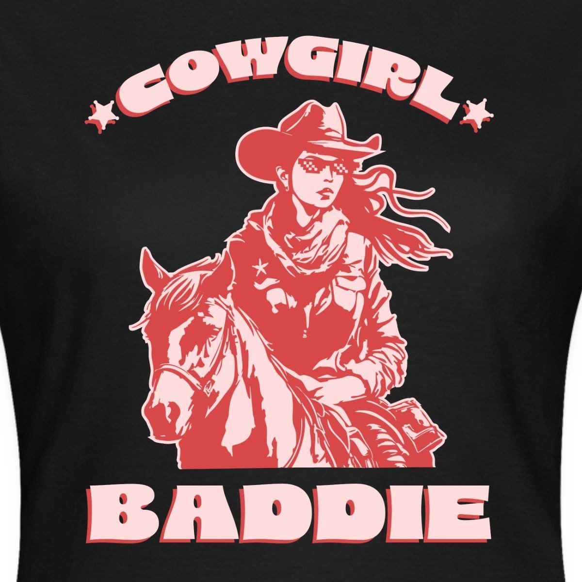 Spreadshirt T-Shirt Cowgirl Baddie, Pferd Und Reiterin Style Frauen T-Shirt (1-tlg) Slim Fit, fällt klein aus