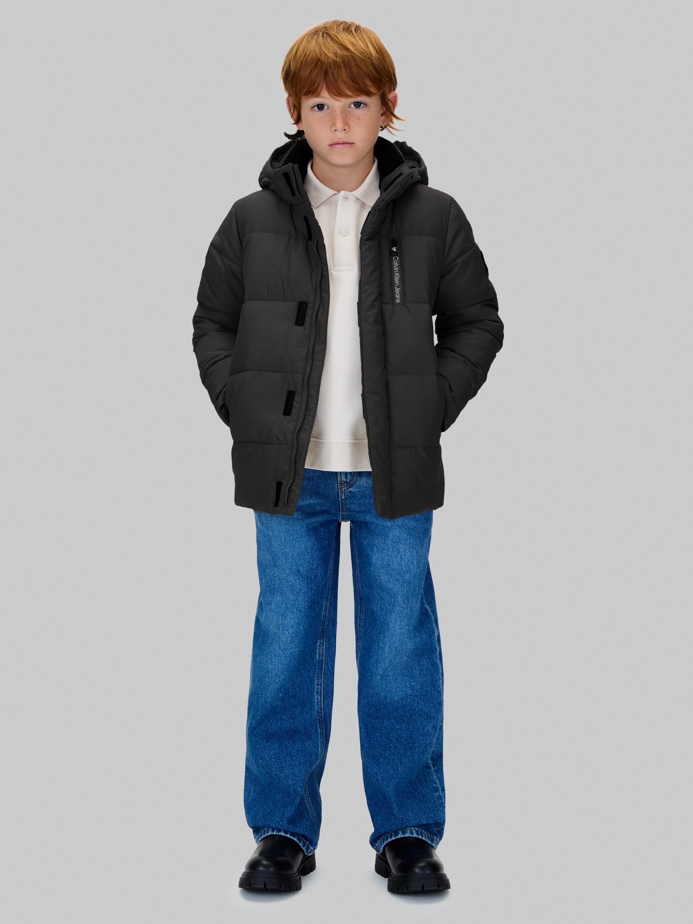 Calvin Klein Jeans Winterjacke ESSENTIAL PUFFER JACKET für Kinder bis 16 Jahre, mit abnehmbarer Kapuze