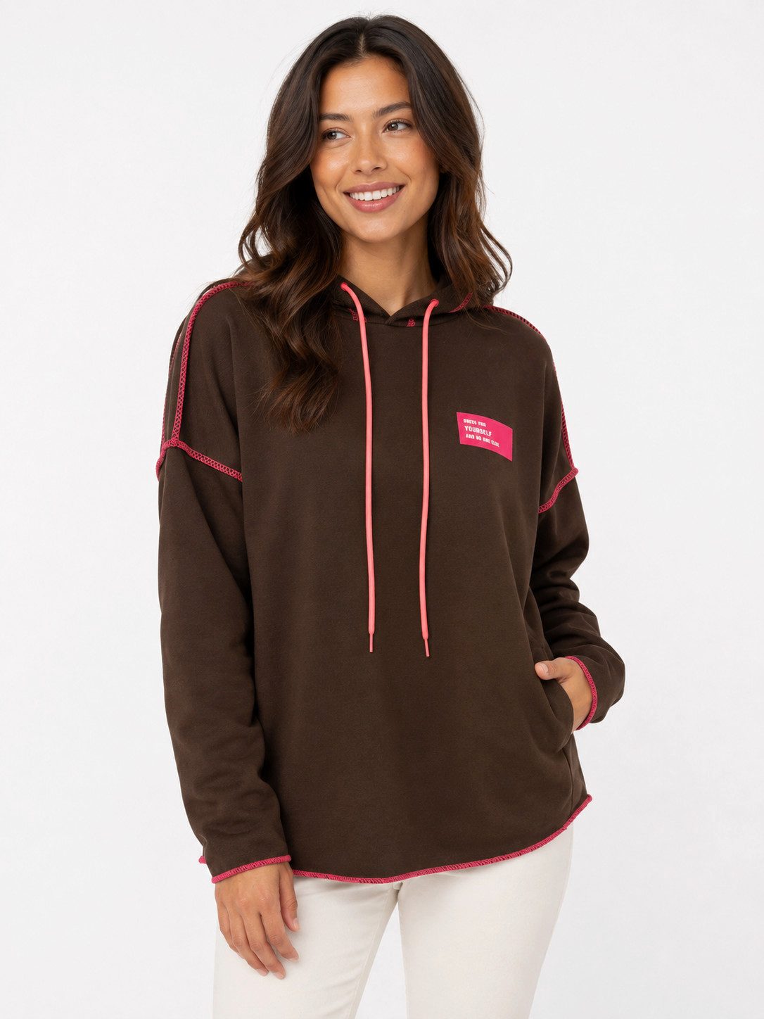 Zwillingsherz Hoodie Neon Streifen & Patch