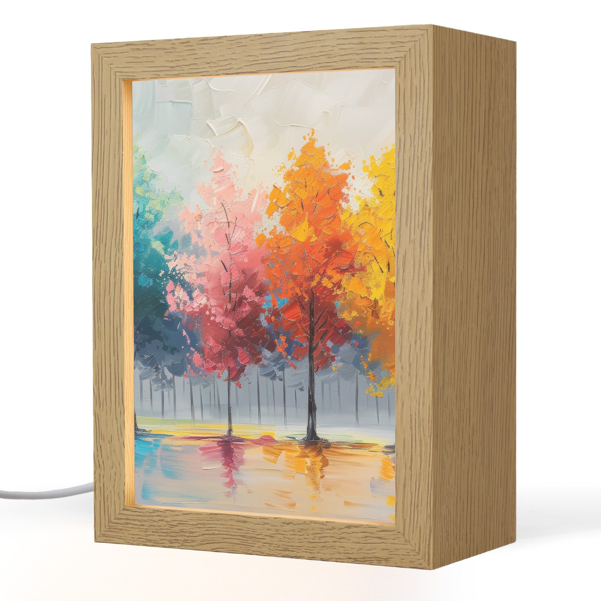 OnlyWow Tischleuchte Bäume - Farbenfroh - Natur - Abstrakt, Dimmbar, Farbwechsel, LED, Warmweiß, Kaltweiß, Neutralweiß Einstellbar, Tischlampe, Schreibtischlampe, Desk, Dimmbar, mit Kabel, LED