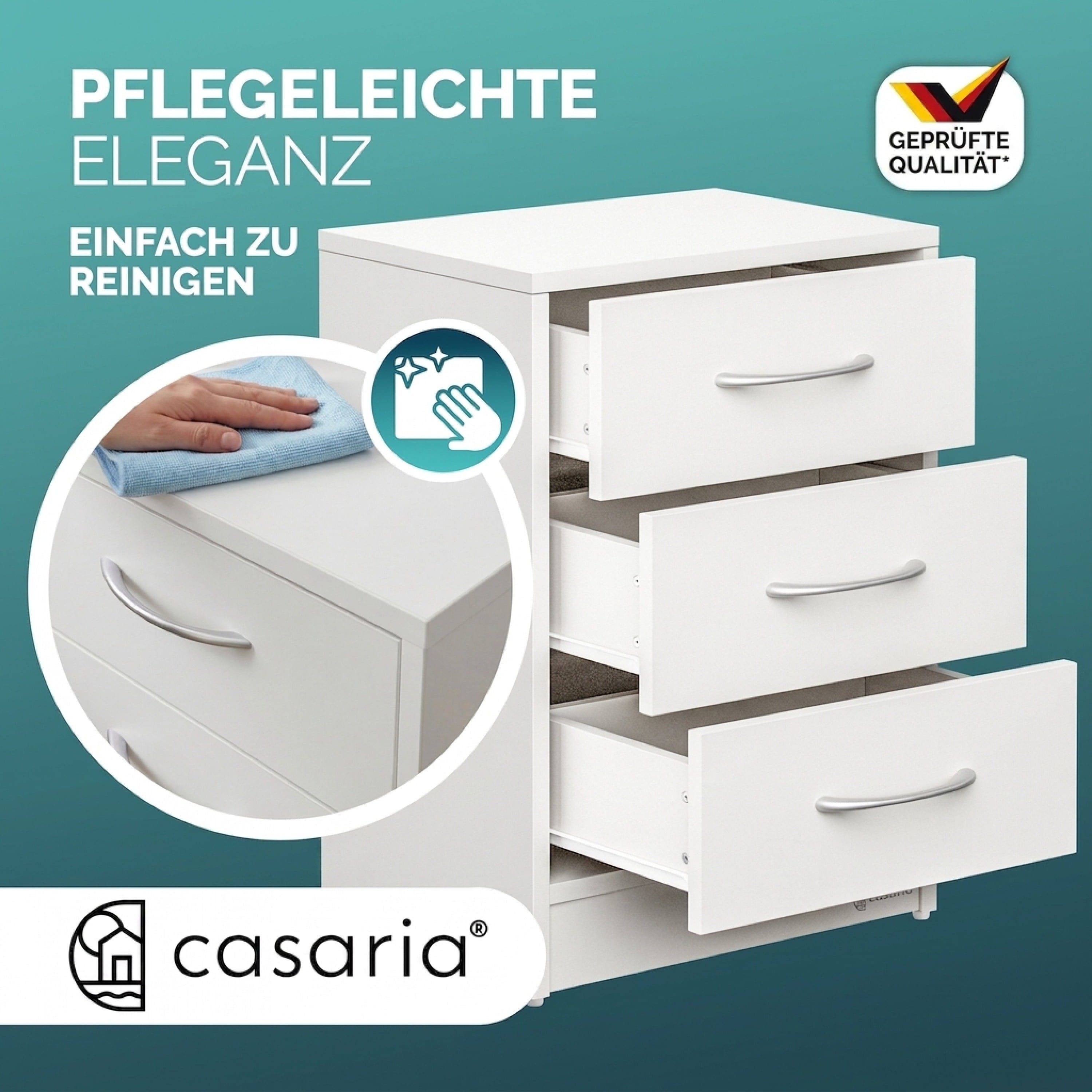Casaria Nachttisch Eloise (1-St), mit 3 Schubladen Kabelführung Wandbefestigung Boxspringbett